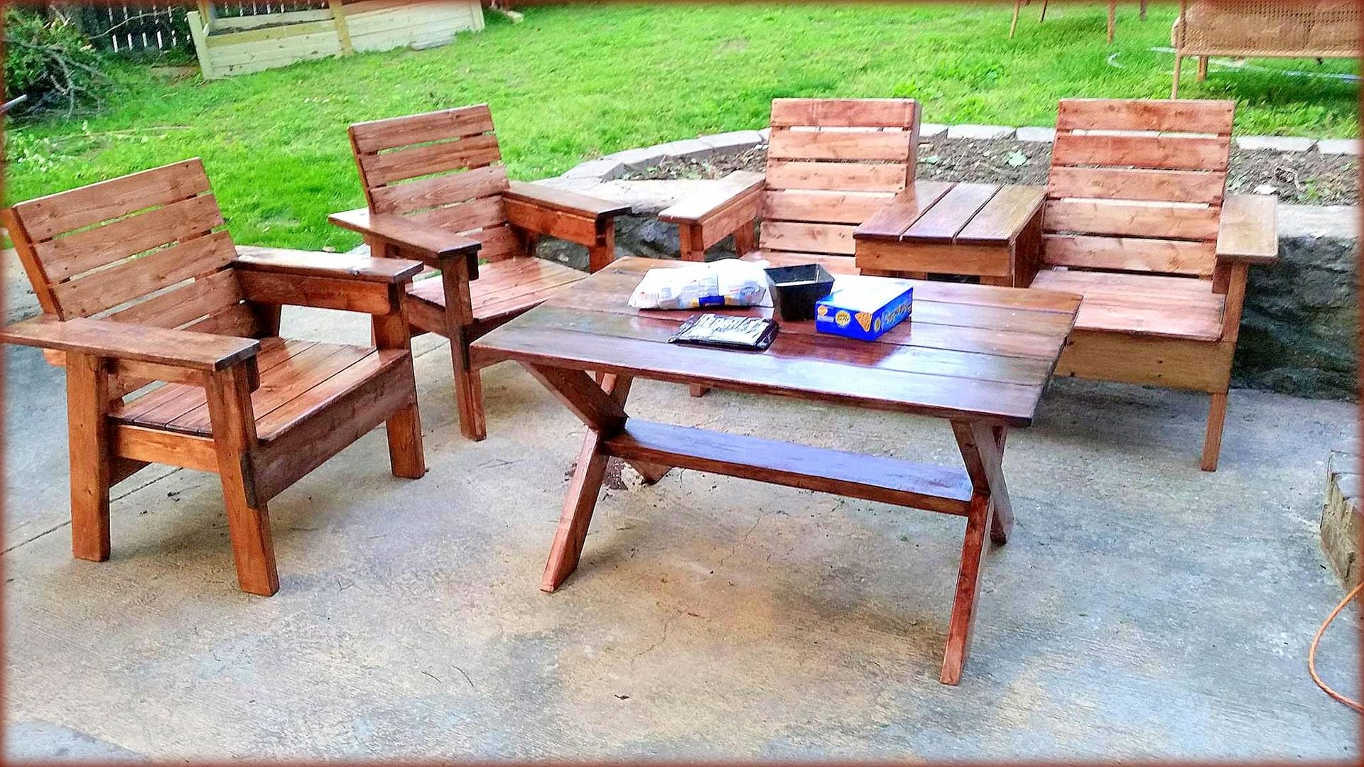 4 Piece Wooden Patio Set
