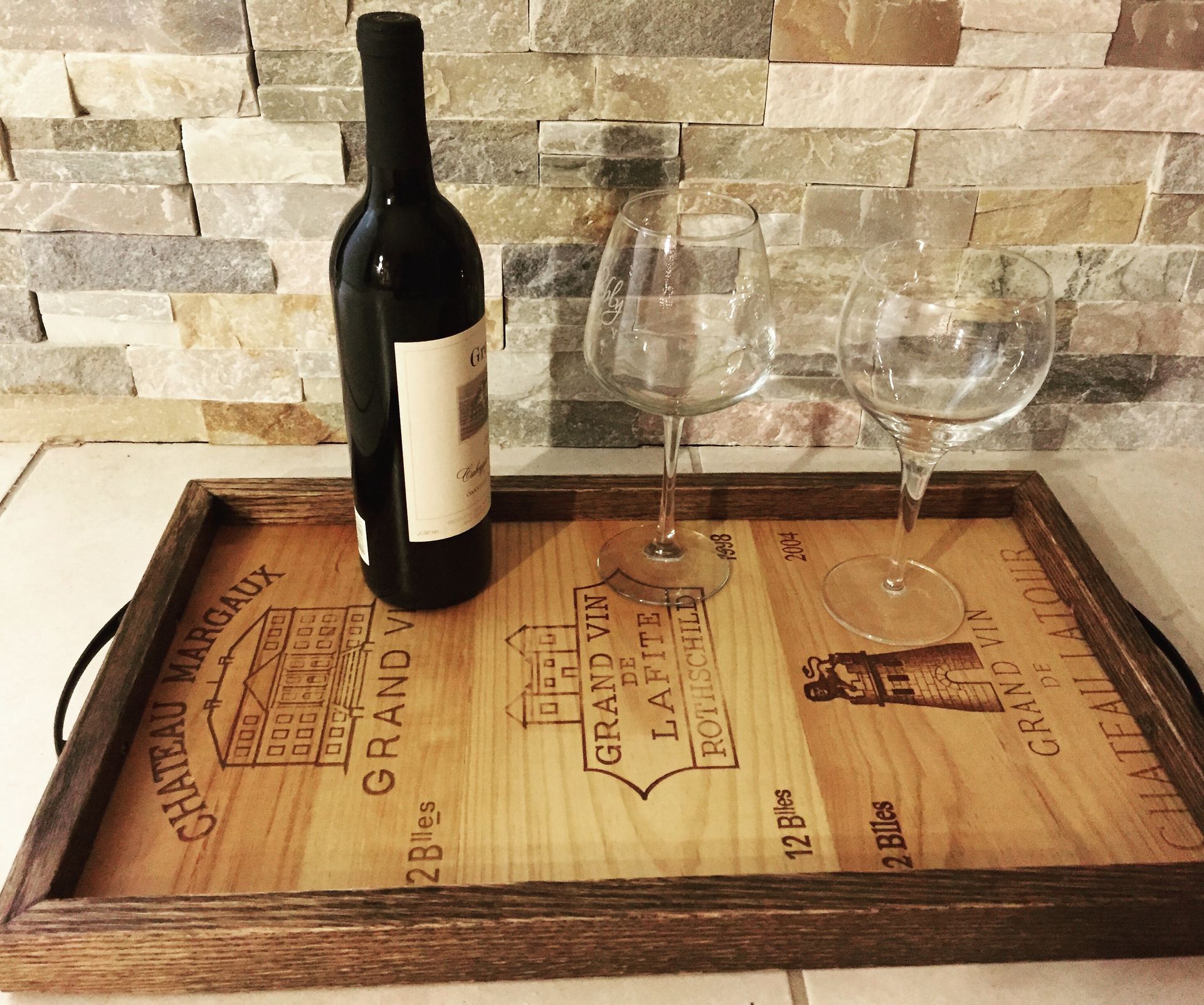 French Wine Crate Panels Originals & White Oak Handmade Serving Tray