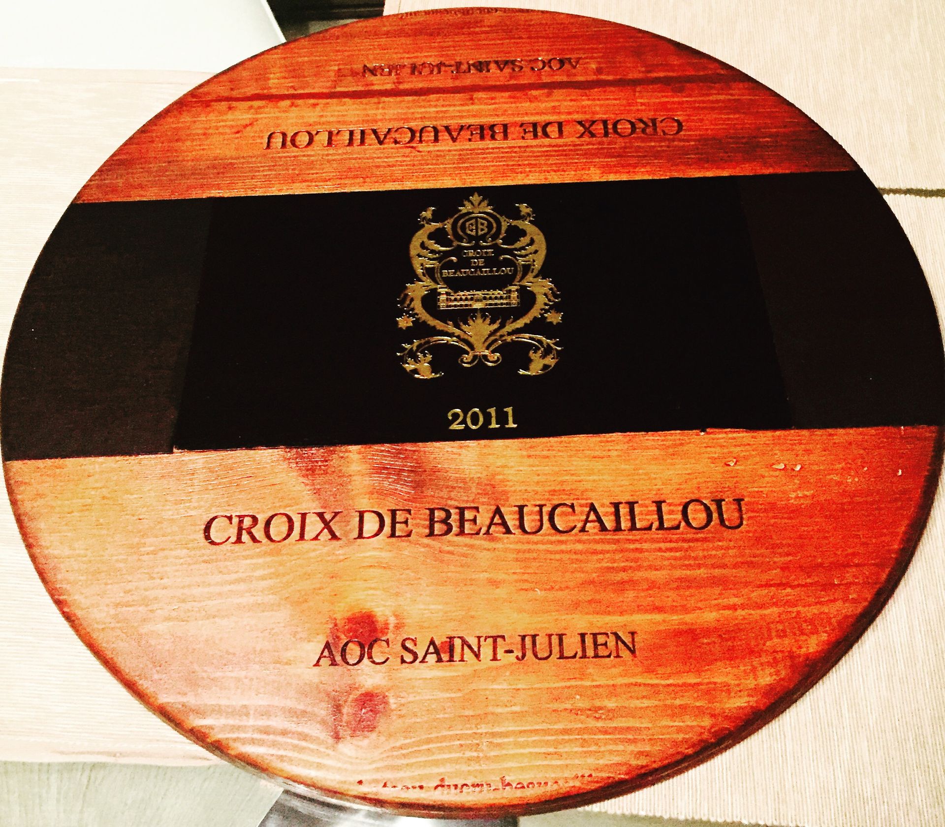 Lazy Susan Wine Crate Panel And Wine Barrel 100% Handcrafted French Wines With Bearings.
