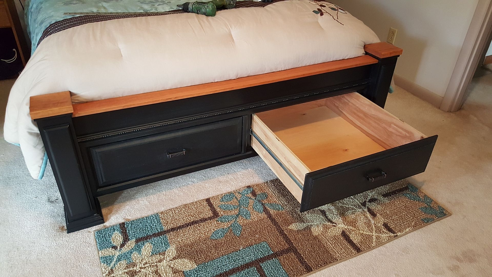 Queen Storage Bed W/Cherry Accents 3
