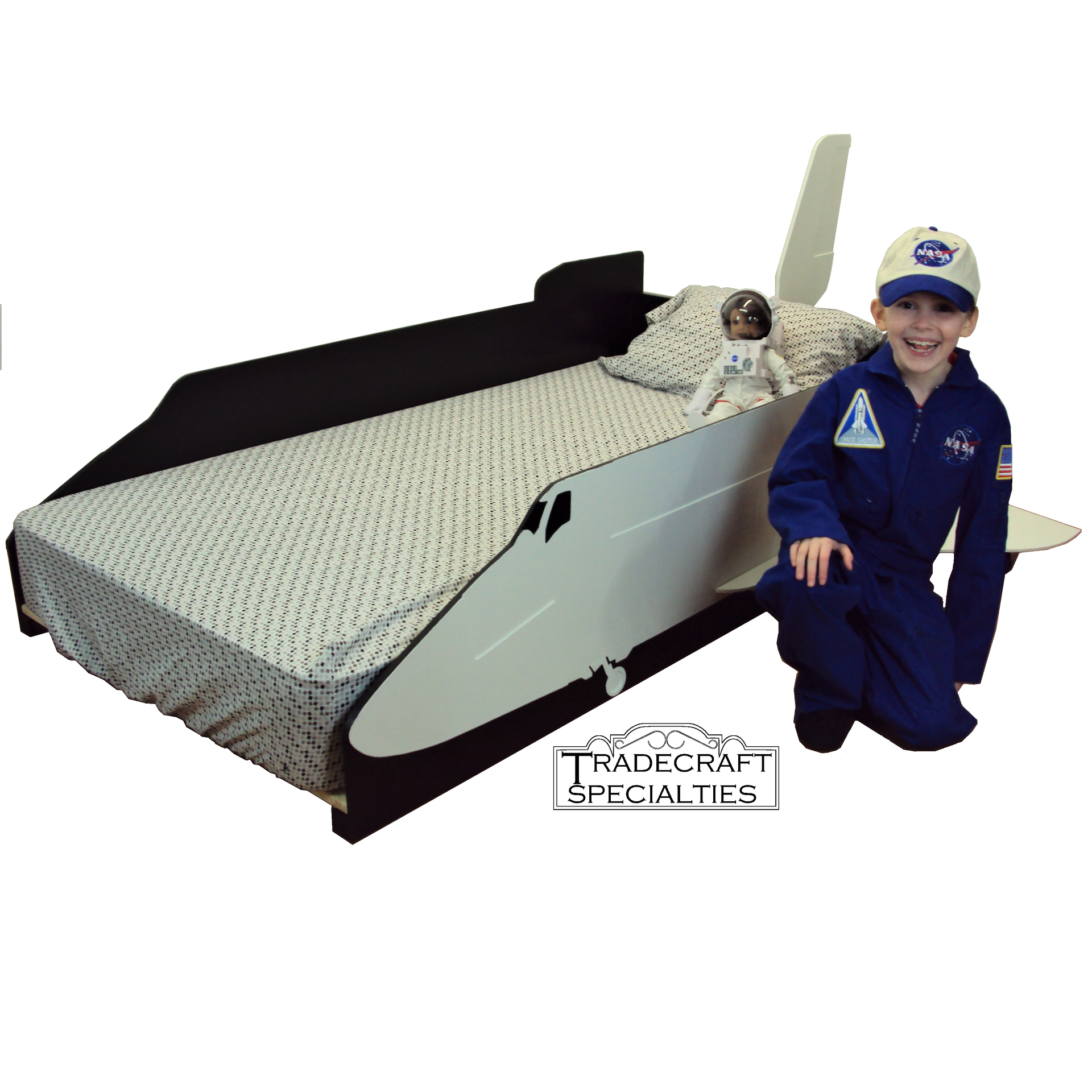 Space Shuttle Twin Kids Bed Frame - Handcrafted - Space Themed Children's Bedroom Furniture