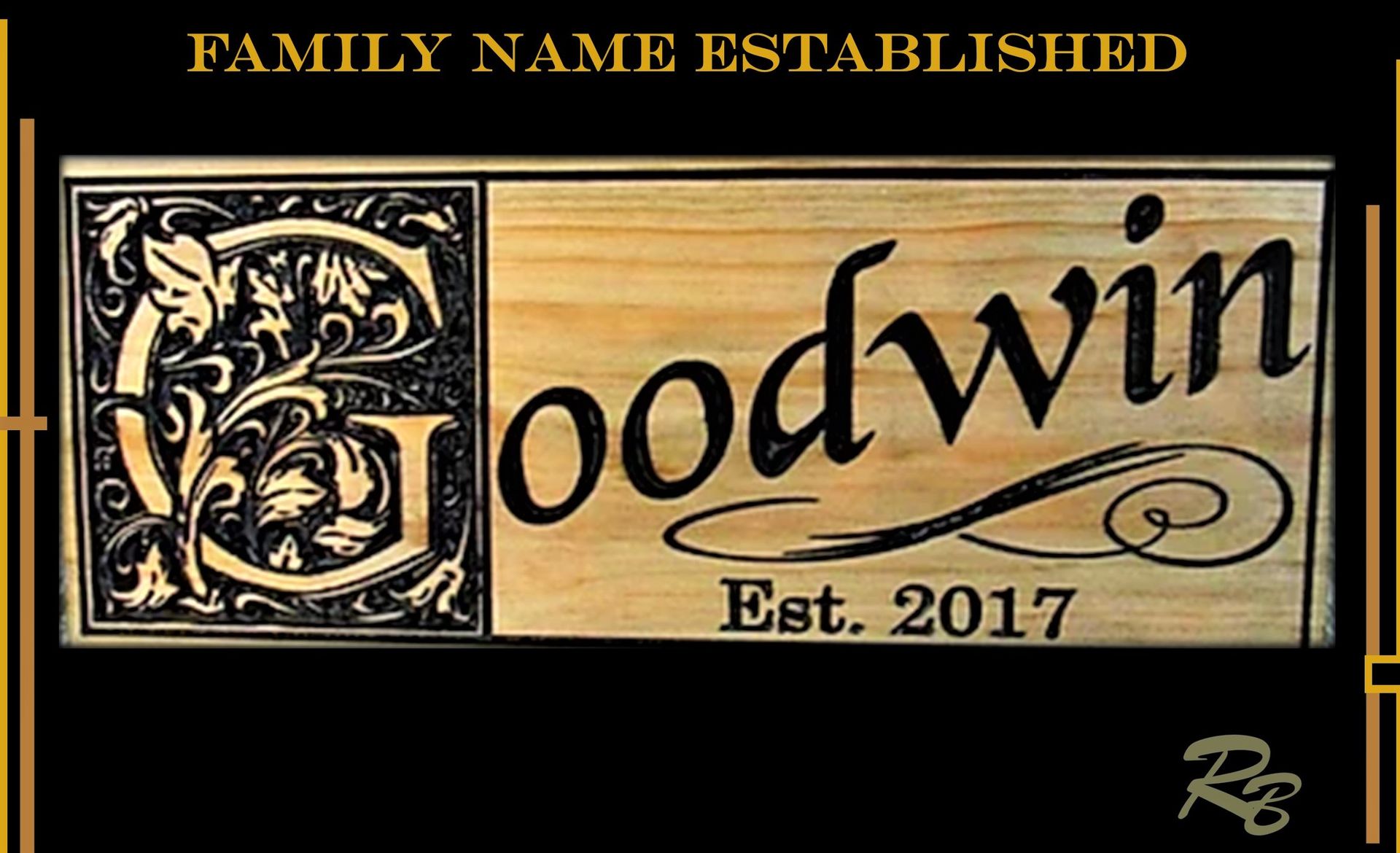 Established, Family Name Sigm, Signs, Wood, Family Name 1