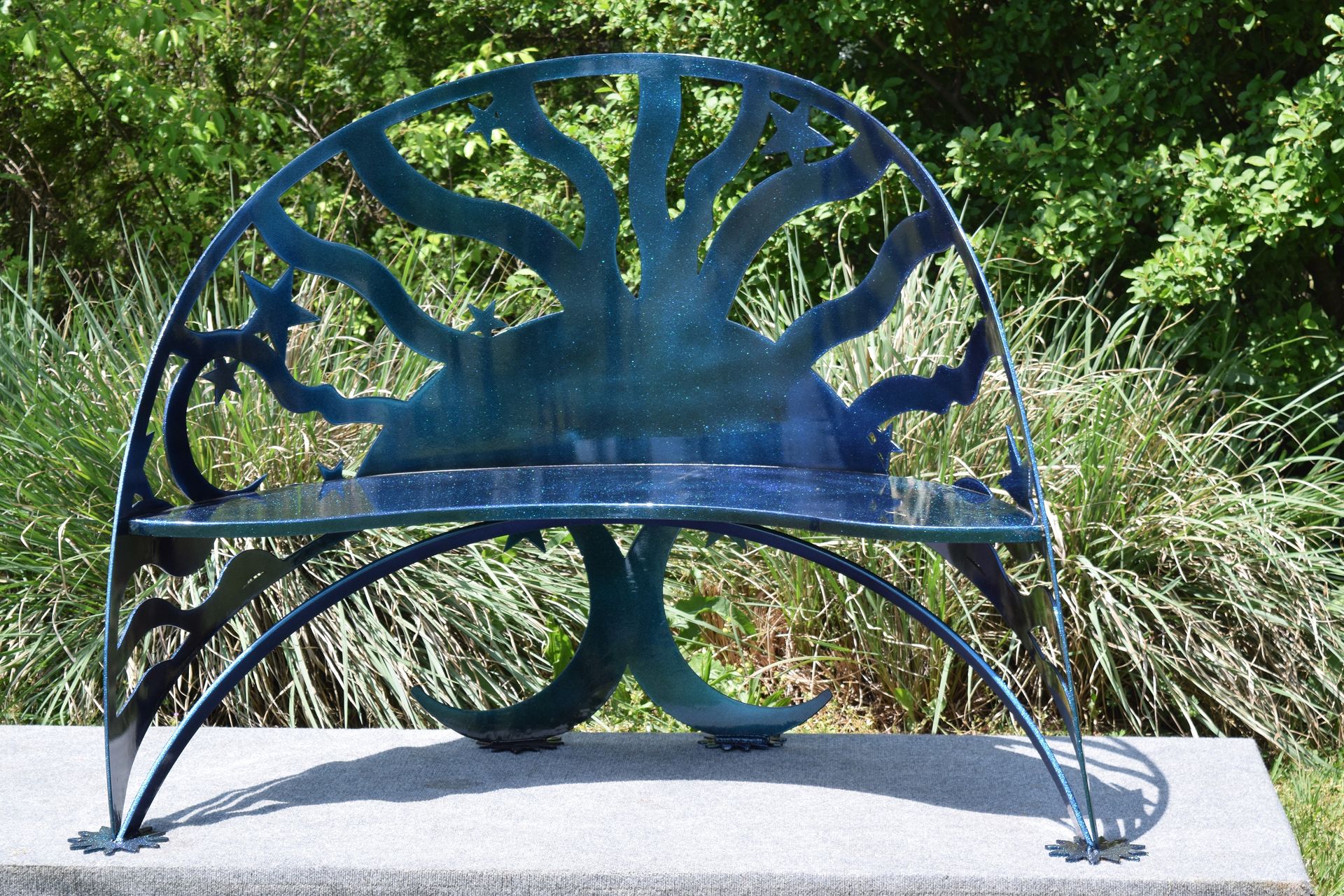 Moon Sun Stars Steel Metal Garden Bench
