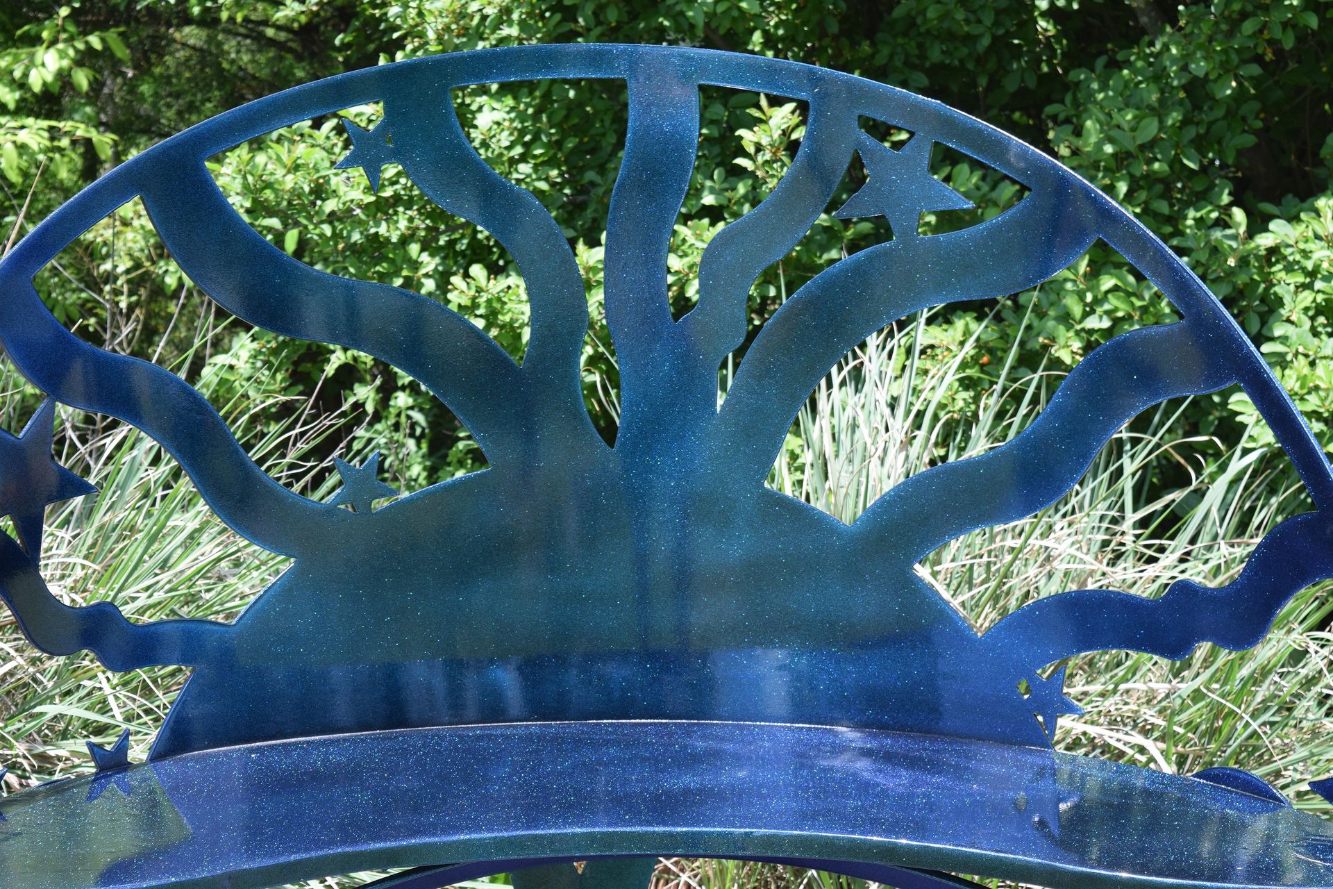 Moon Sun Stars Steel Metal Garden Bench 6