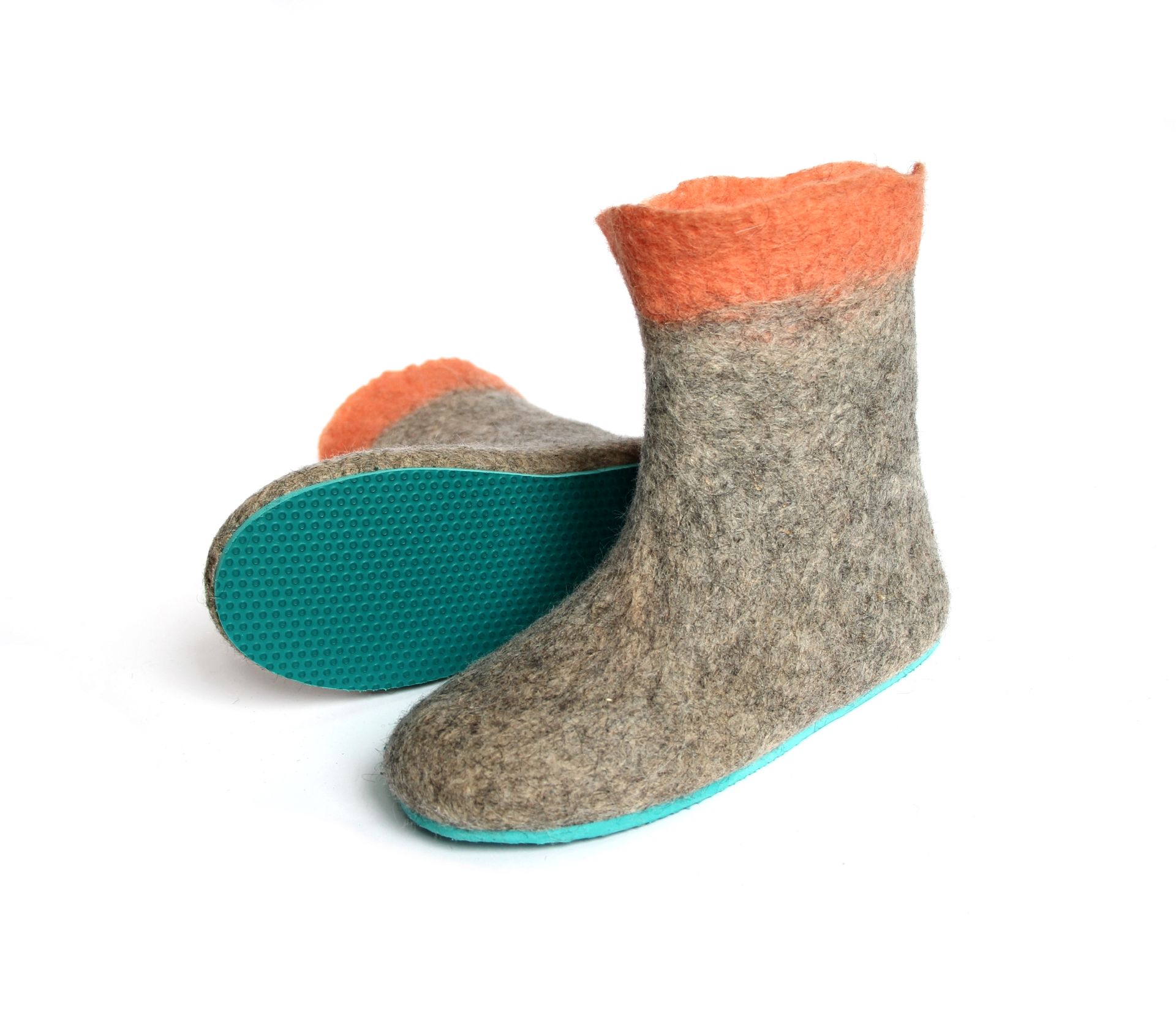 Womens Wool Booties Gray Apricot Contrast Sole 2