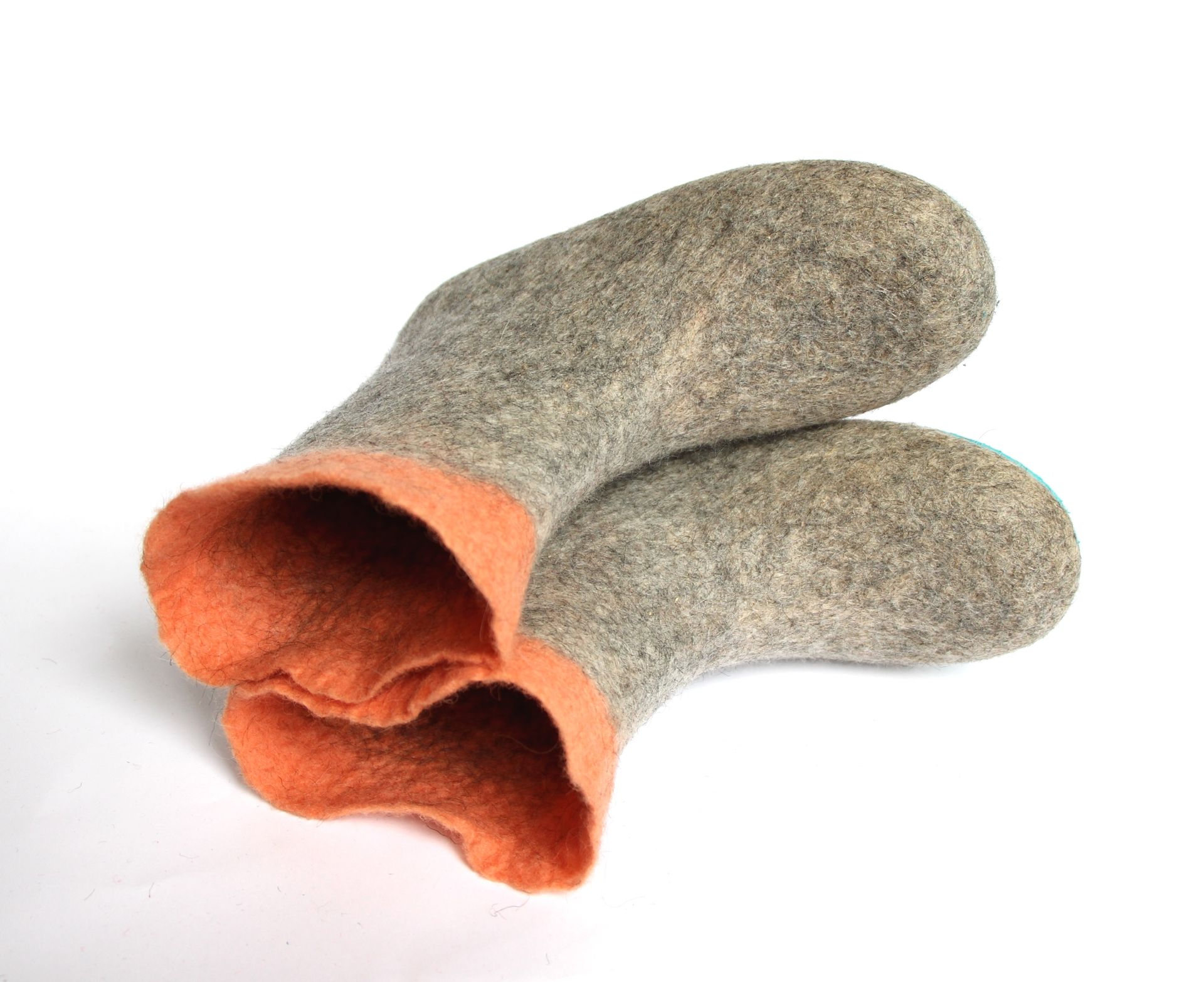 Womens Wool Booties Gray Apricot Contrast Sole 3