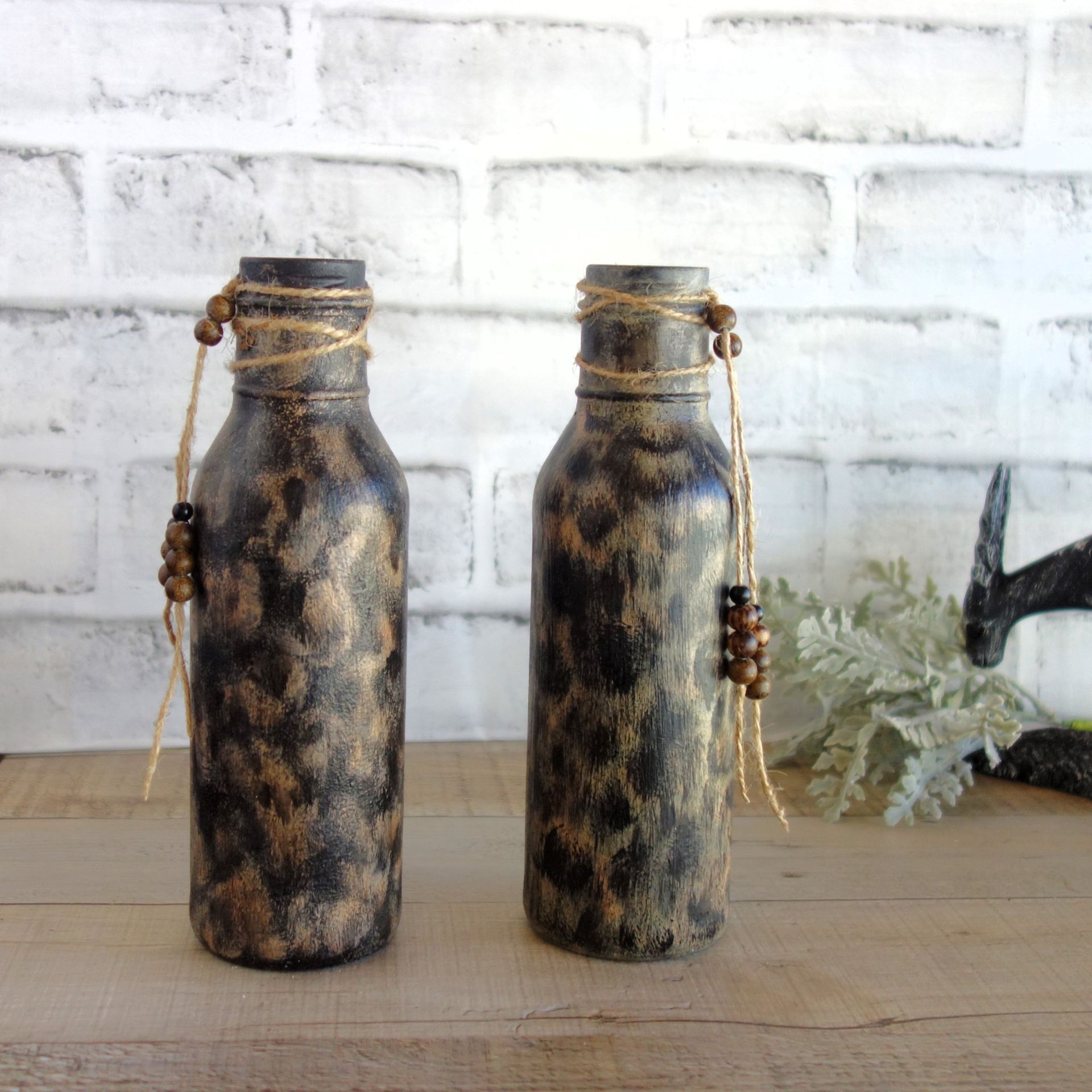 Leopard Print Decor Vase Set African Decor Safari Decor Cheetah Jaguar Print 3 