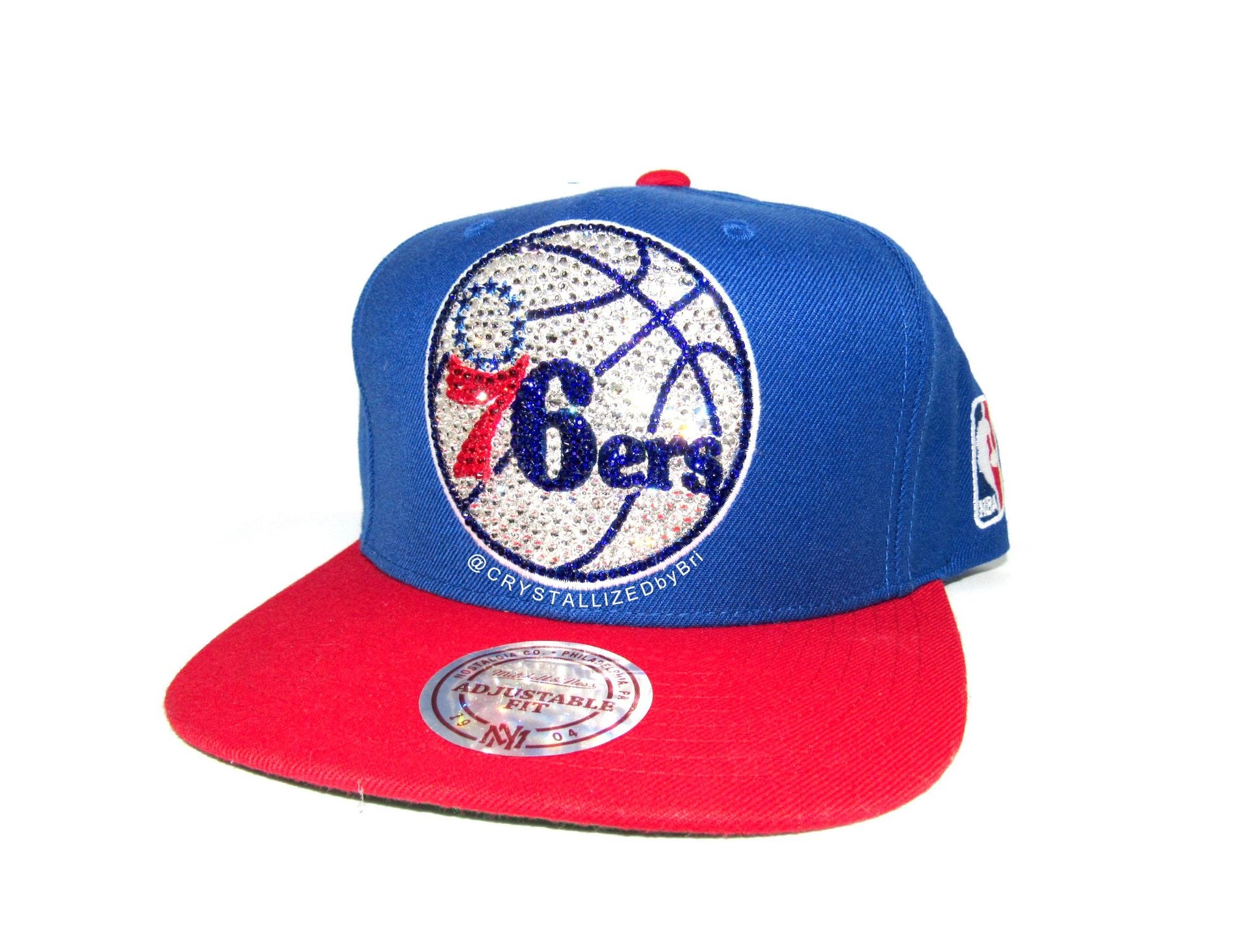 Philadelphia 76ers Sixers Nba Crystallized Snapback Baseball Cap Genuine European Crystals Bedazzled 3 