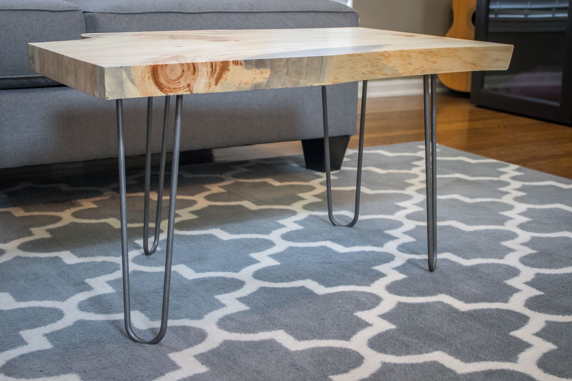 Live Edge Coffee Table On Hairpin Legs 5 