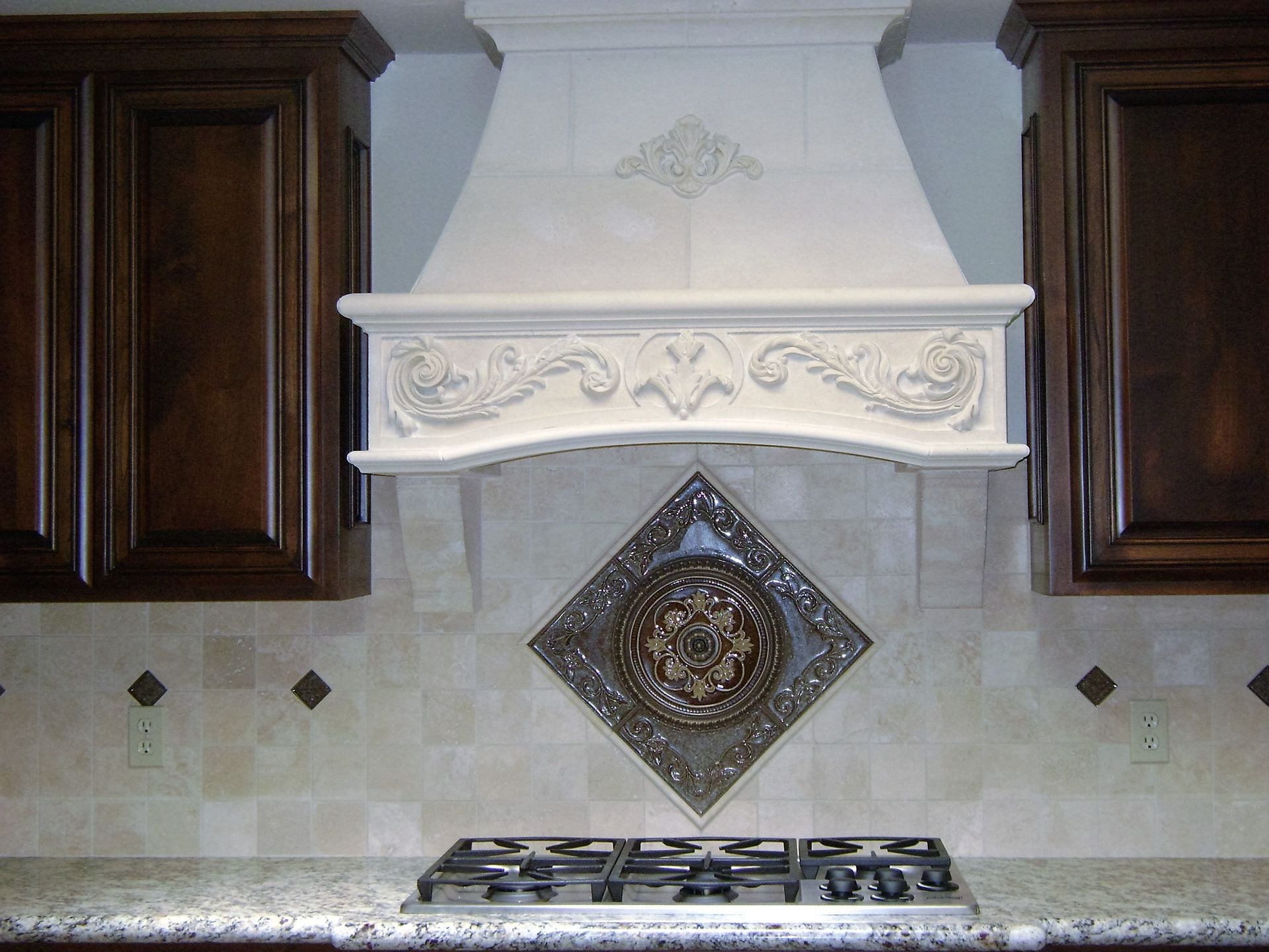 Custom Antique Style Cast Stone Range Hood 6 