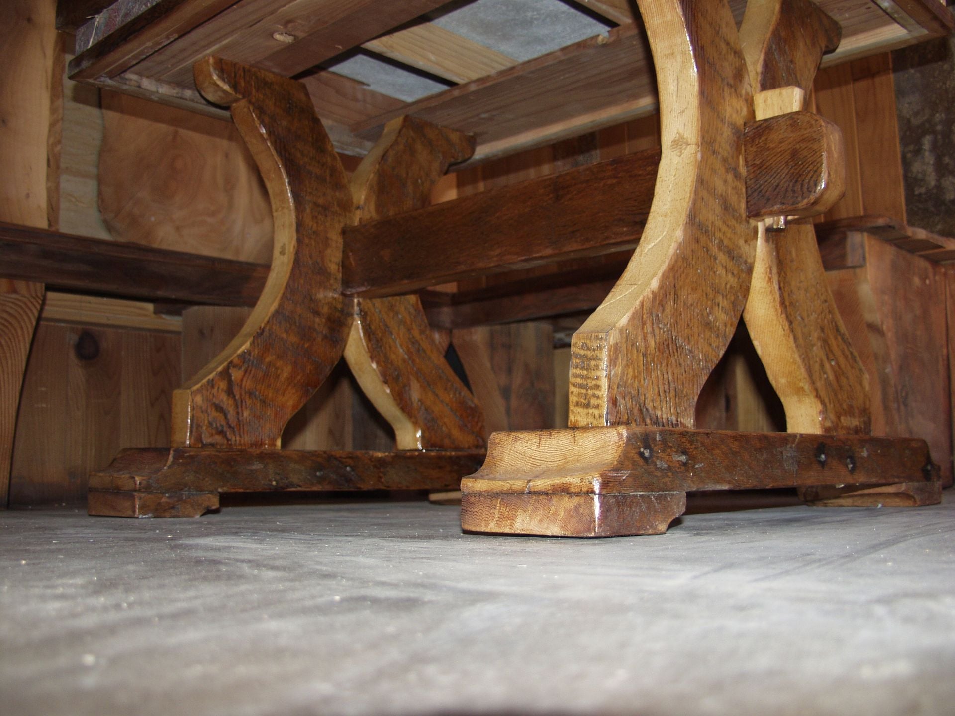 Wood Table, Concrete Scagliola Top , Reclamined Wood Table 3 