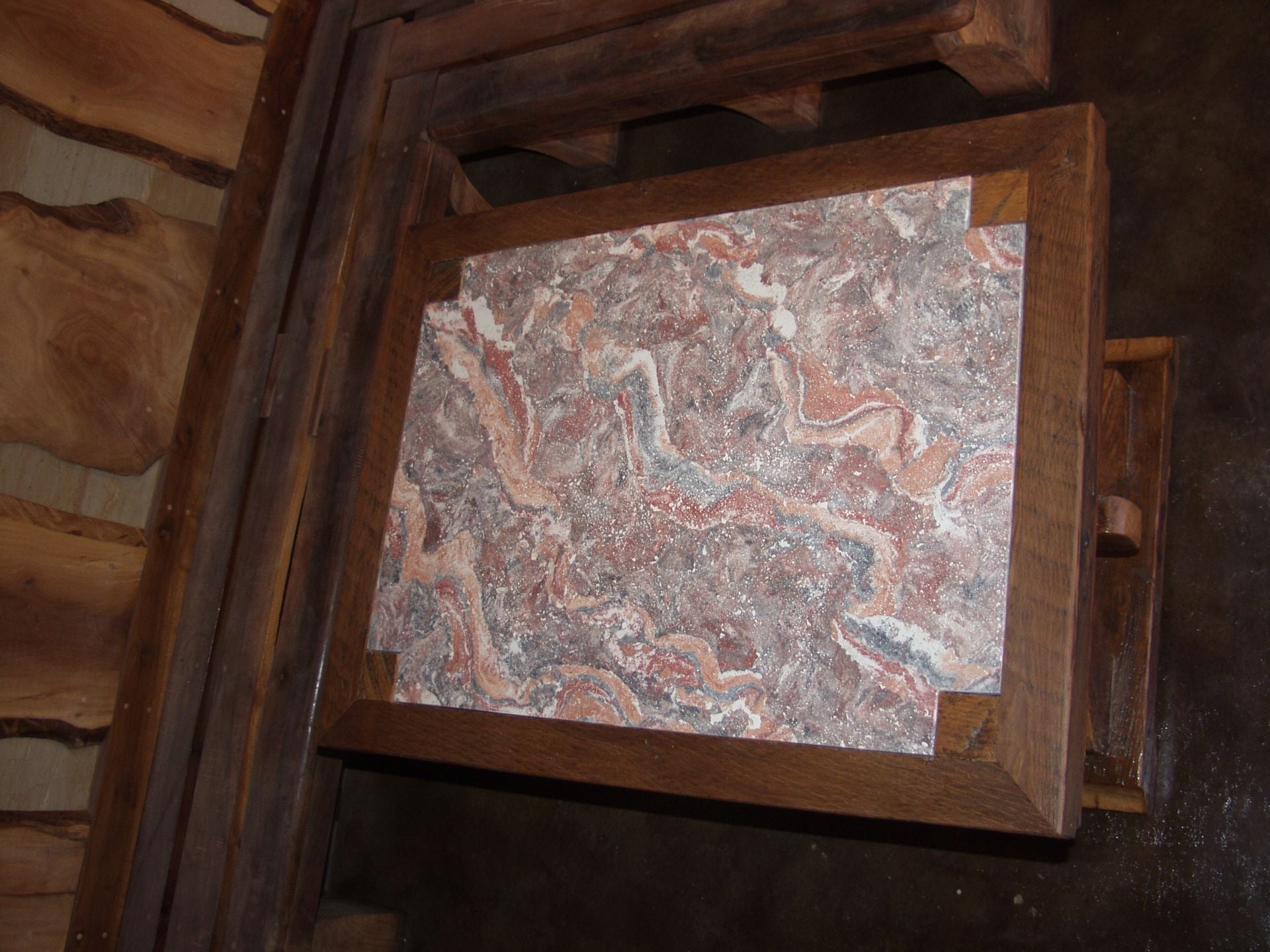 Wood Table, Concrete Scagliola Top , Reclamined Wood Table 4 