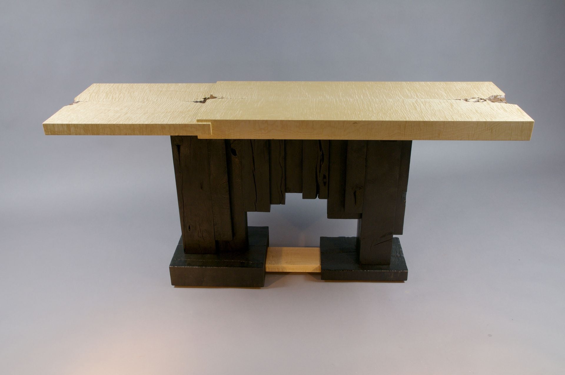 Carved And Charred Art Deco Console