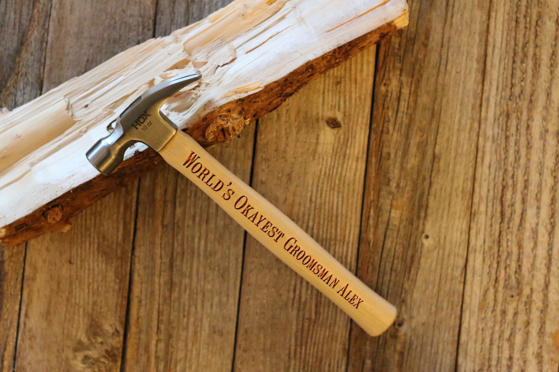 Custom Engraved Wood Hammer --Ham-Lw-World's Okayest Groomsman