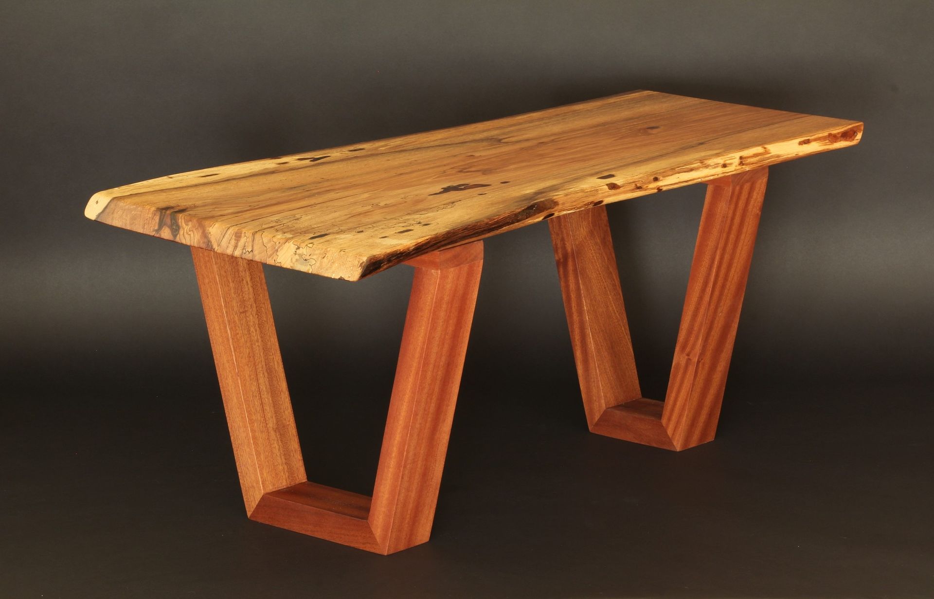 Spalted Maple Slab Coffee Table On Sapele Legs 3 