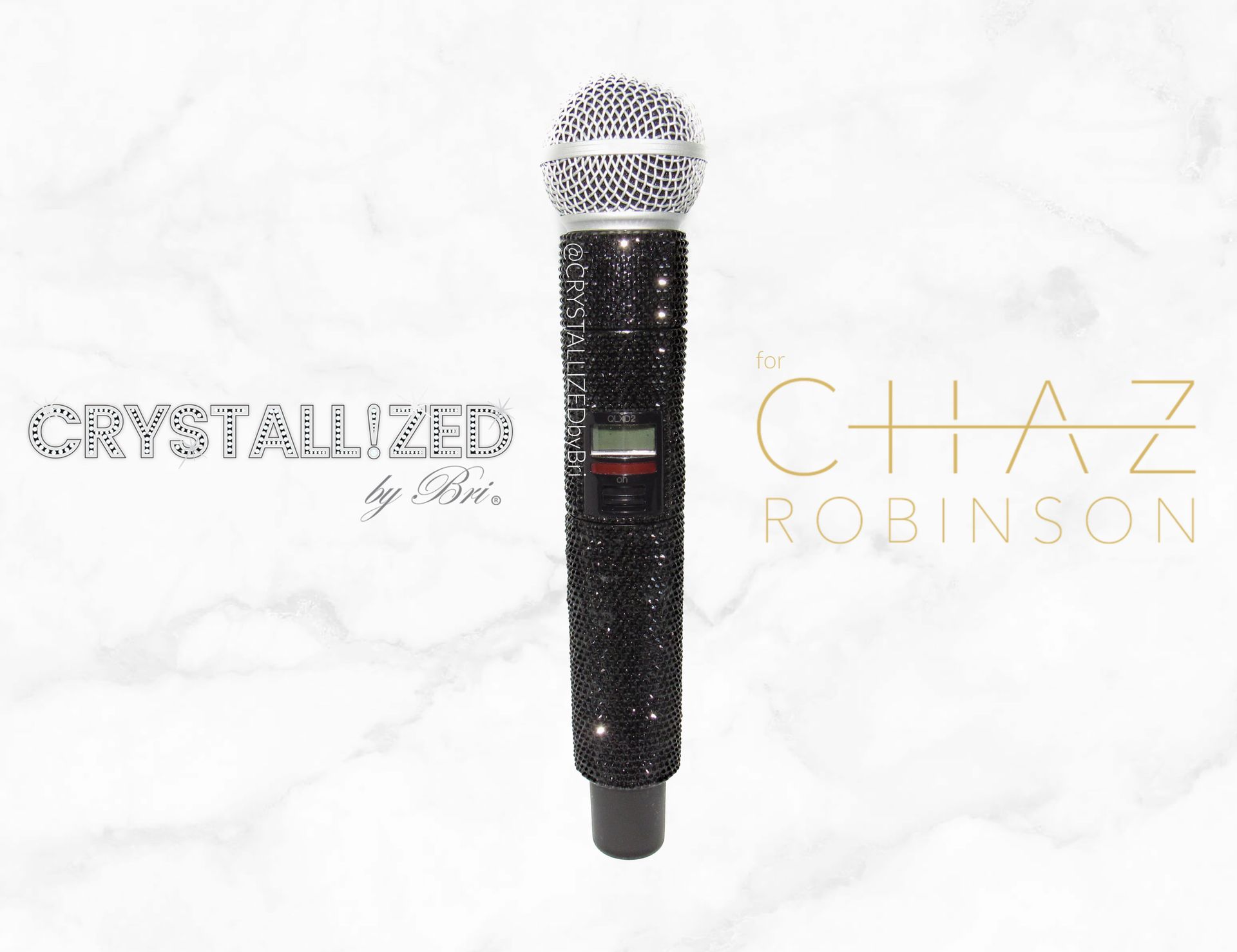 Custom Crystallized Microphone Singer Performer Stage Music Mic Bling European Crystals Bedazzled