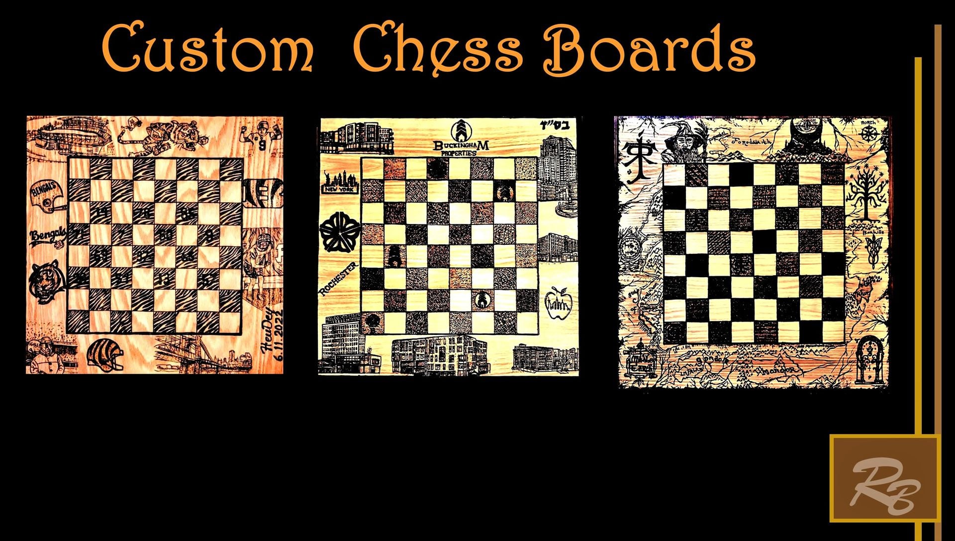 Chess Boards, Custom, Custom Chess Boards, Artistic Creations By Rose