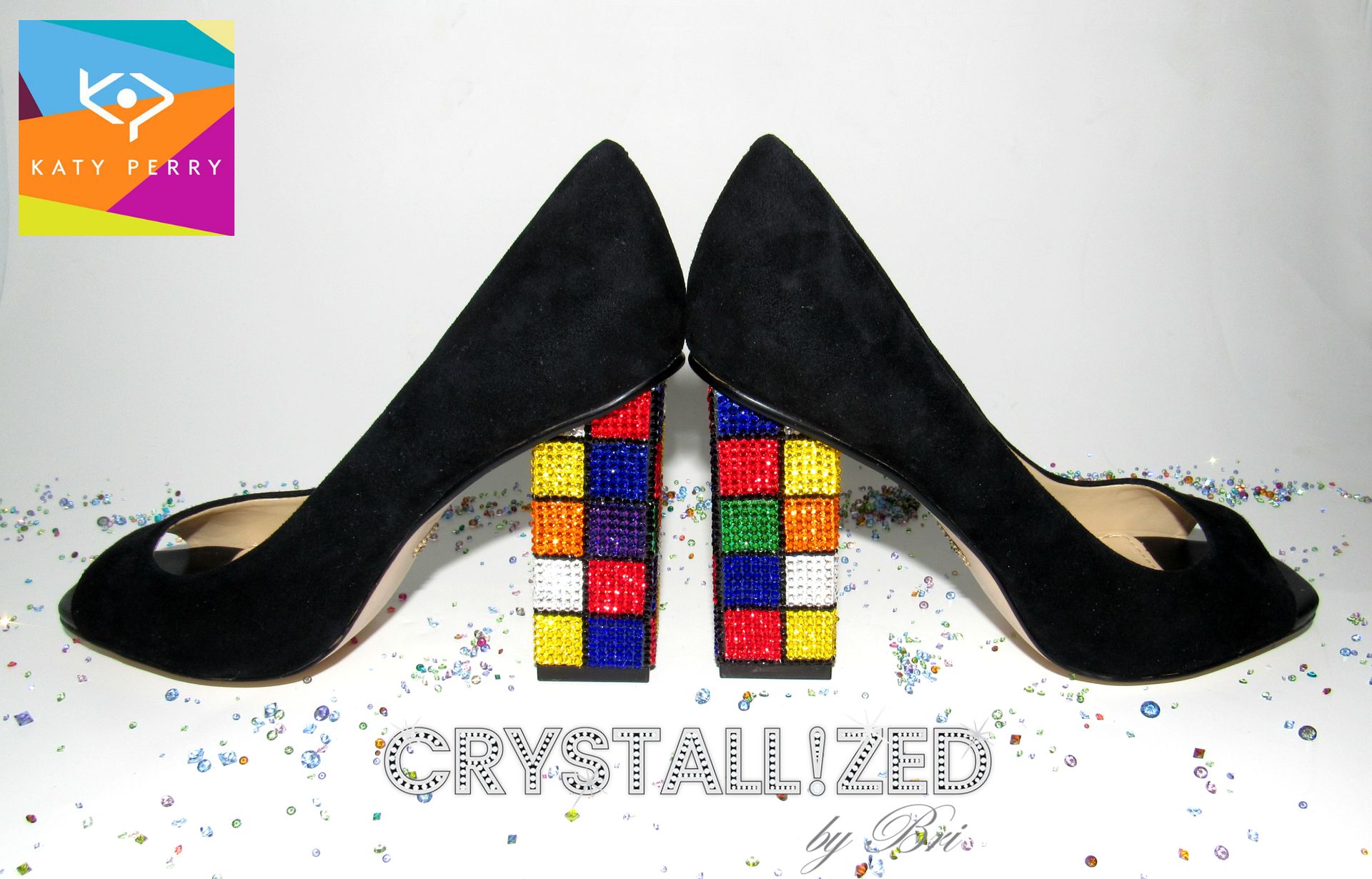 Crystallized Katy Perry Rubik's Cube Heels The Caitlin Genuine European Crystals Bedazzled 5 