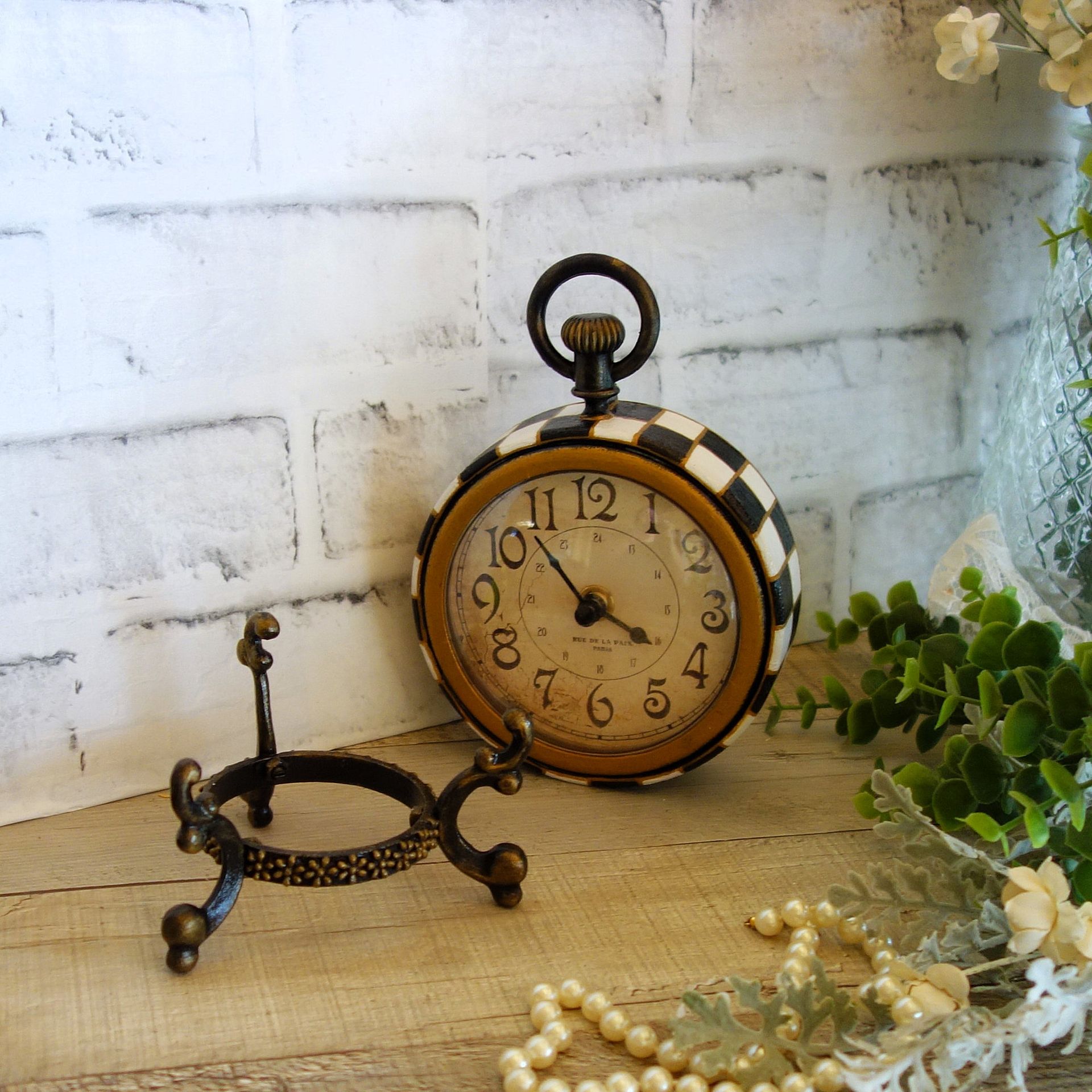 Courtly Clock Checked Clock Hand Painted Black And White Checks Clock 5 