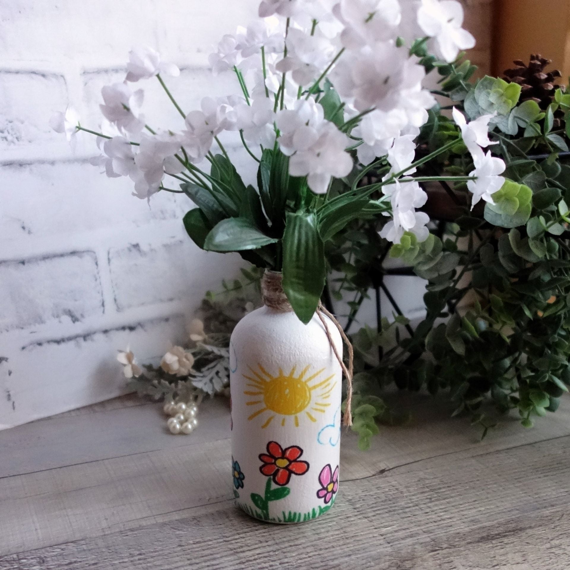 Folk Art Vase I Love Mommy Gift For Mommy Pot Dandelion Vase Wildflower Vase 5 