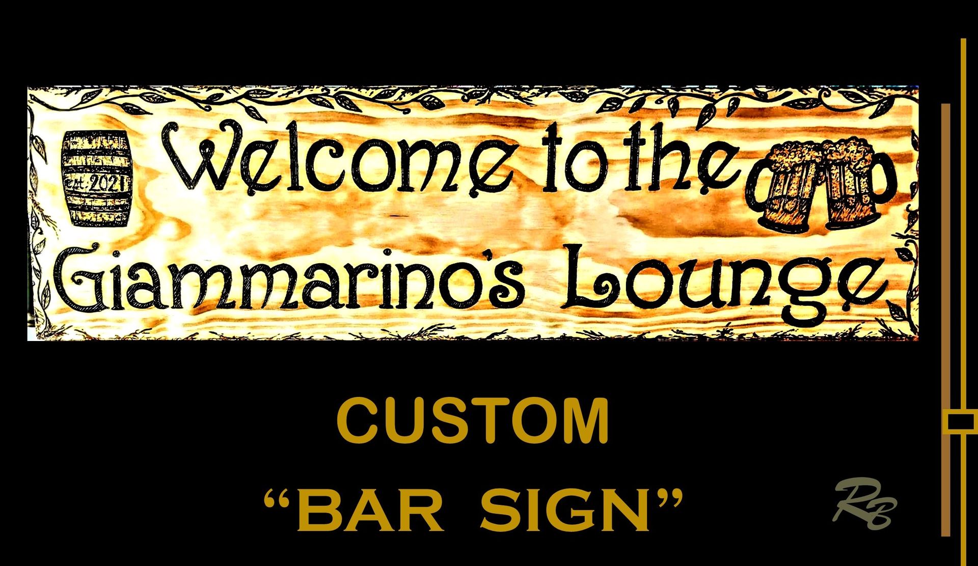 Bar Sign, Custom, Wood Bar Sgin