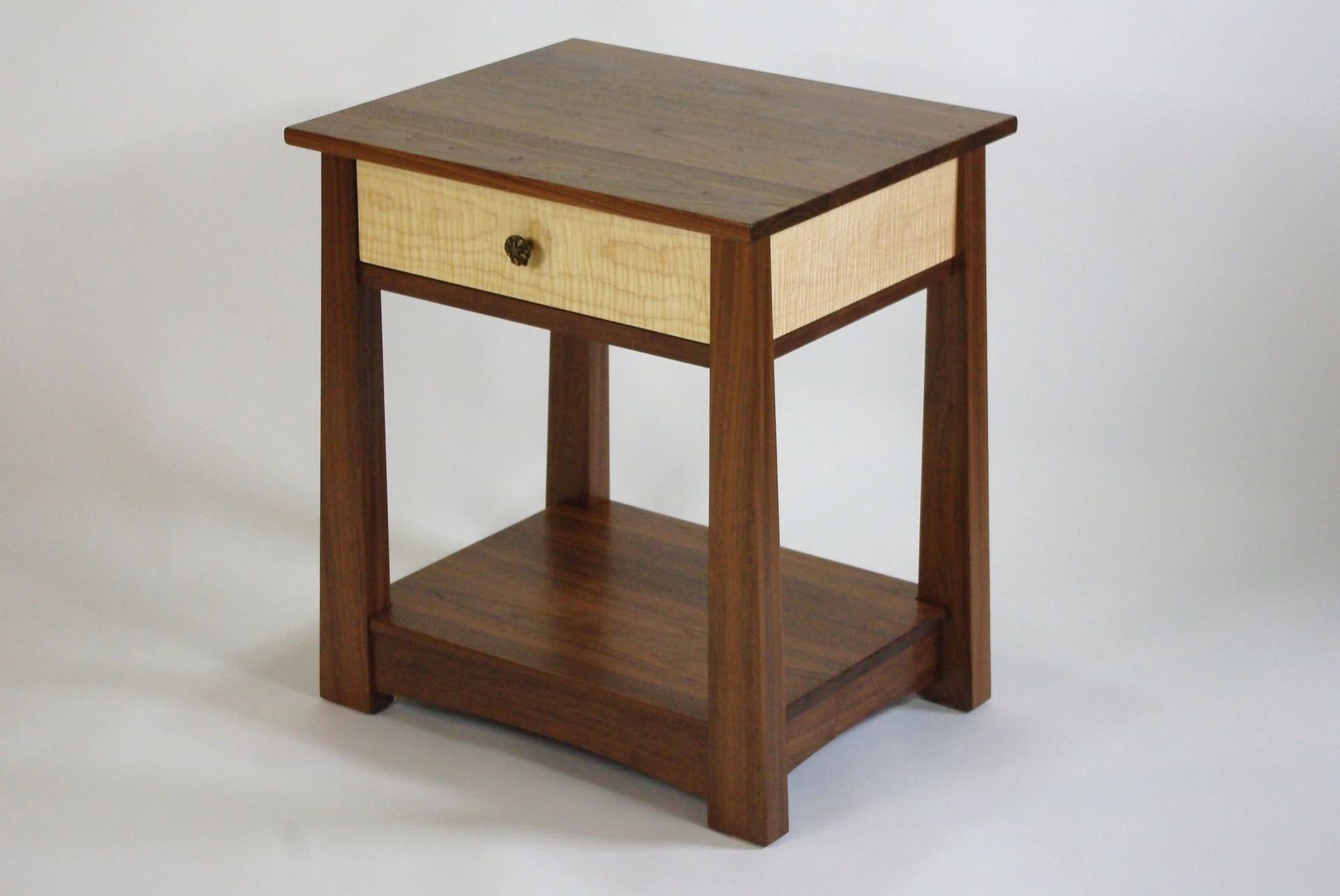 Walnut And Curly Maple End Table