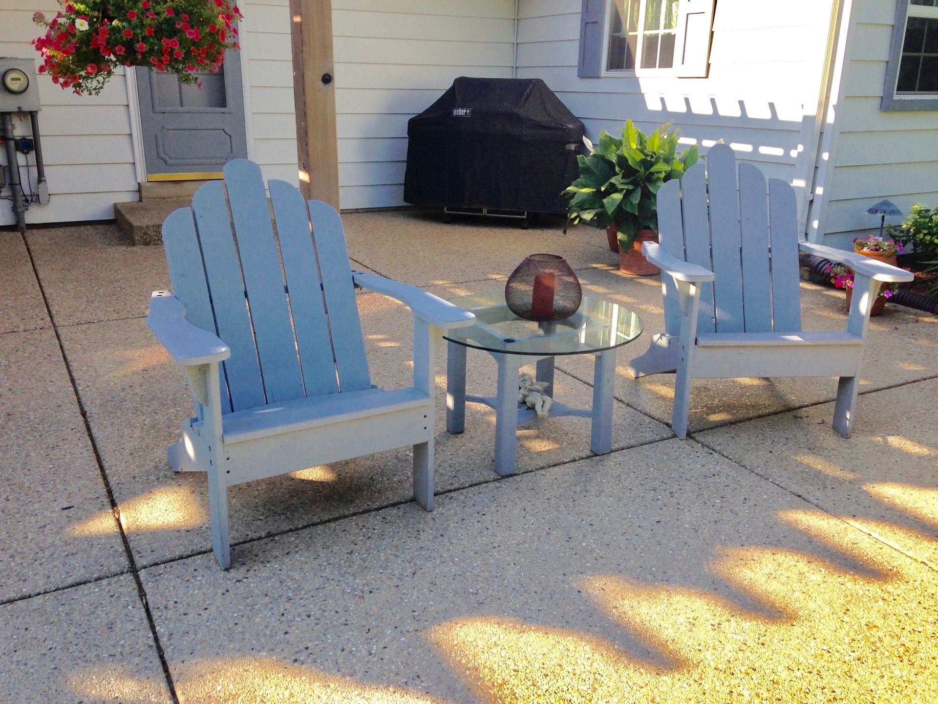 Painted Adirodack Chairs & Out Door Tables