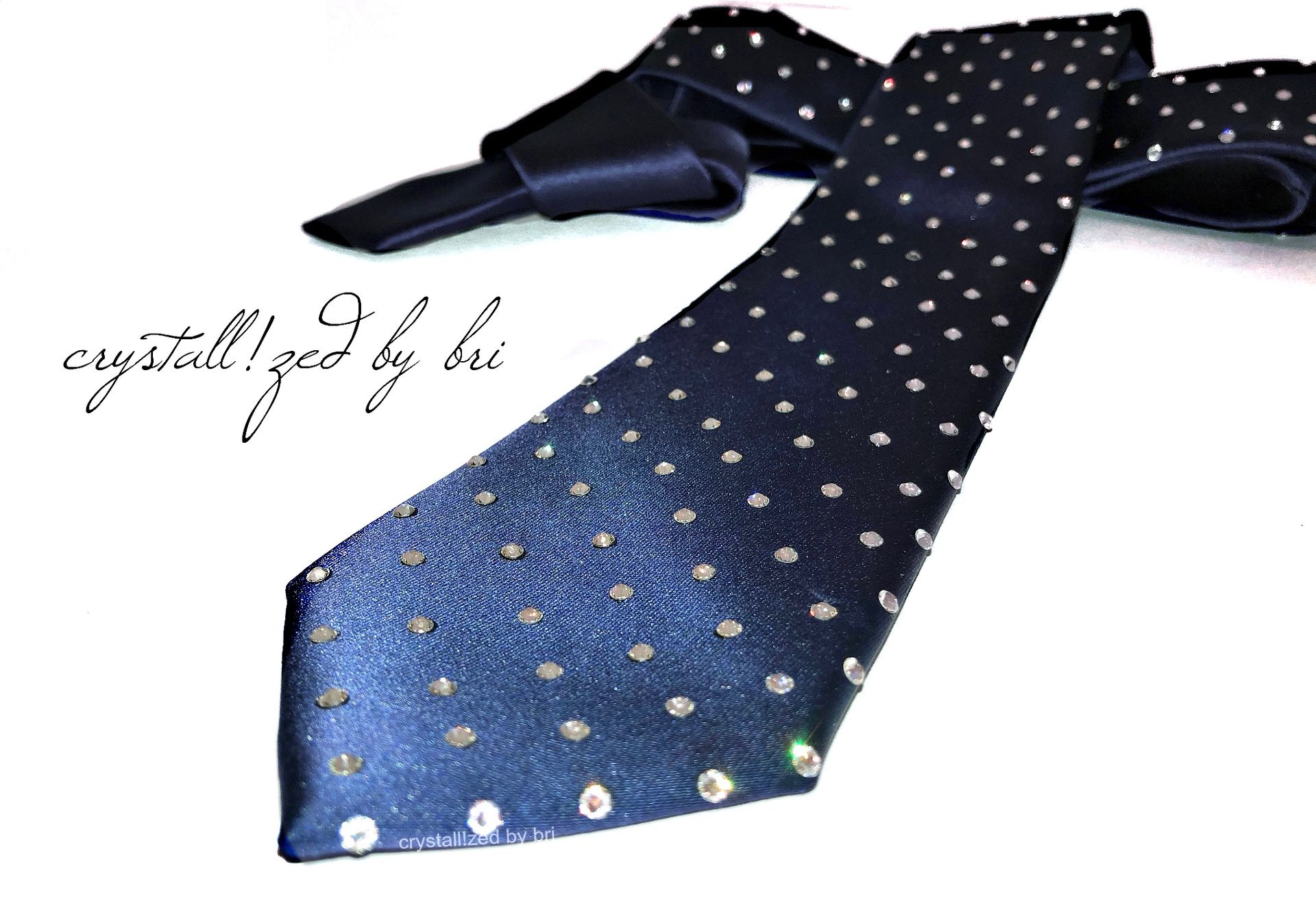 Crystallized Men's Tie Dotted Bling Genuine European Crystals Bedazzled 1