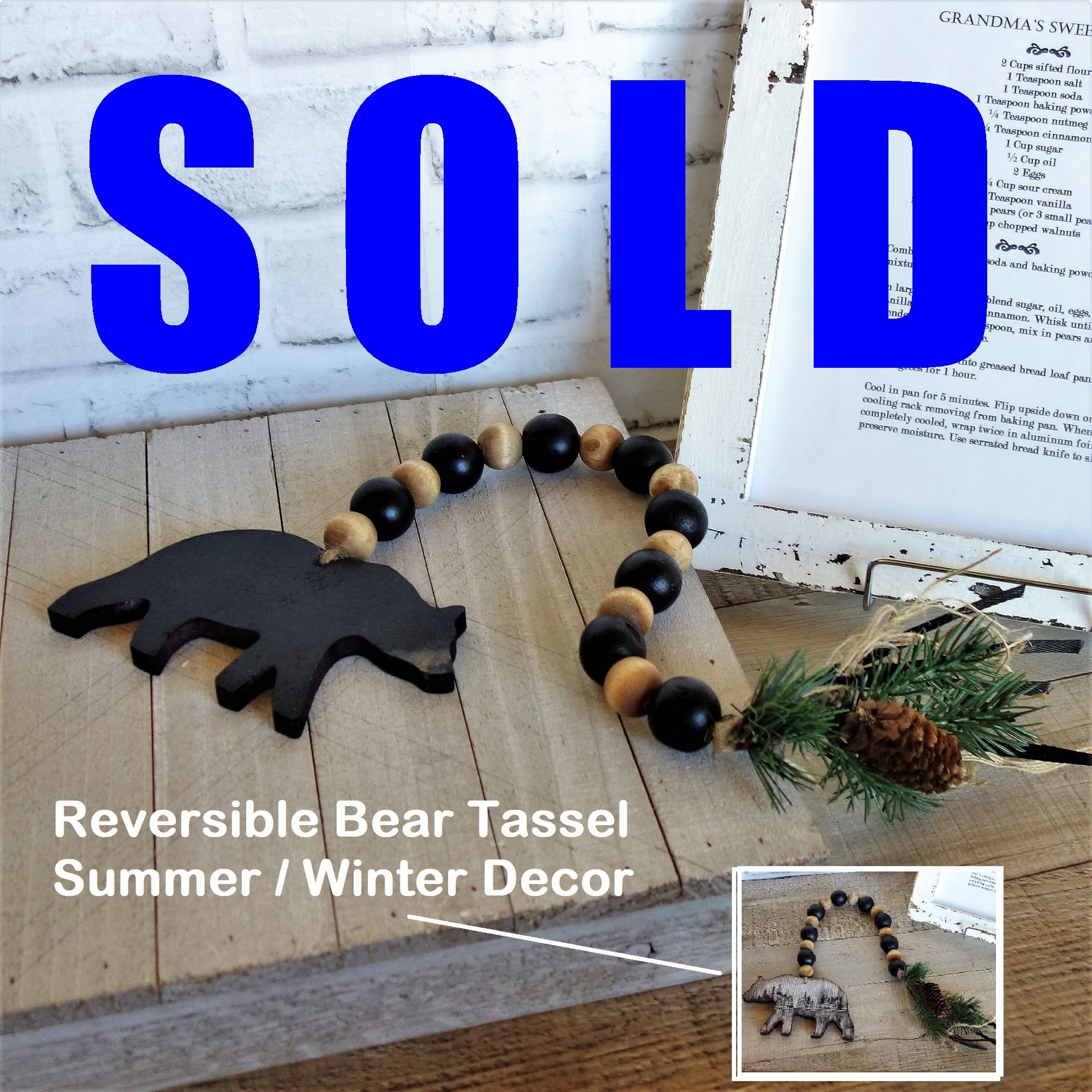 Black Bear Decor Bead Garland Cabin Decor Woodland Decor Lakehouse Decor 1 