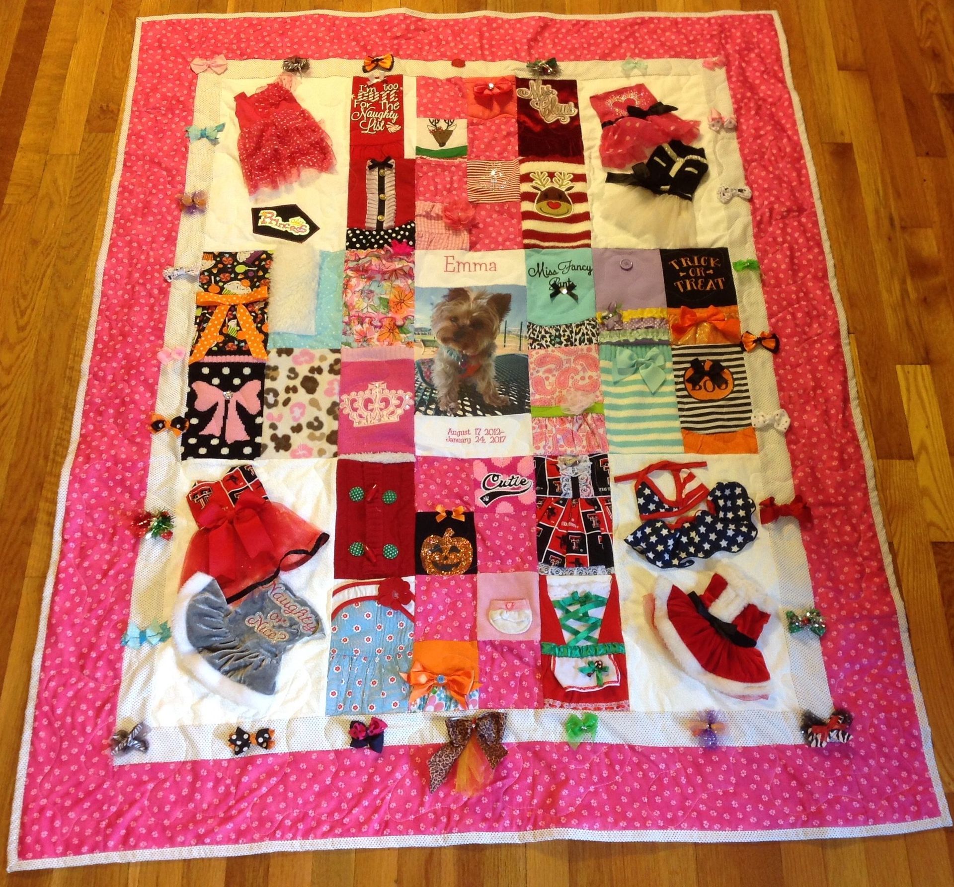 Custom Embroidered Pet Photo Clothing Dog Memory Quilt