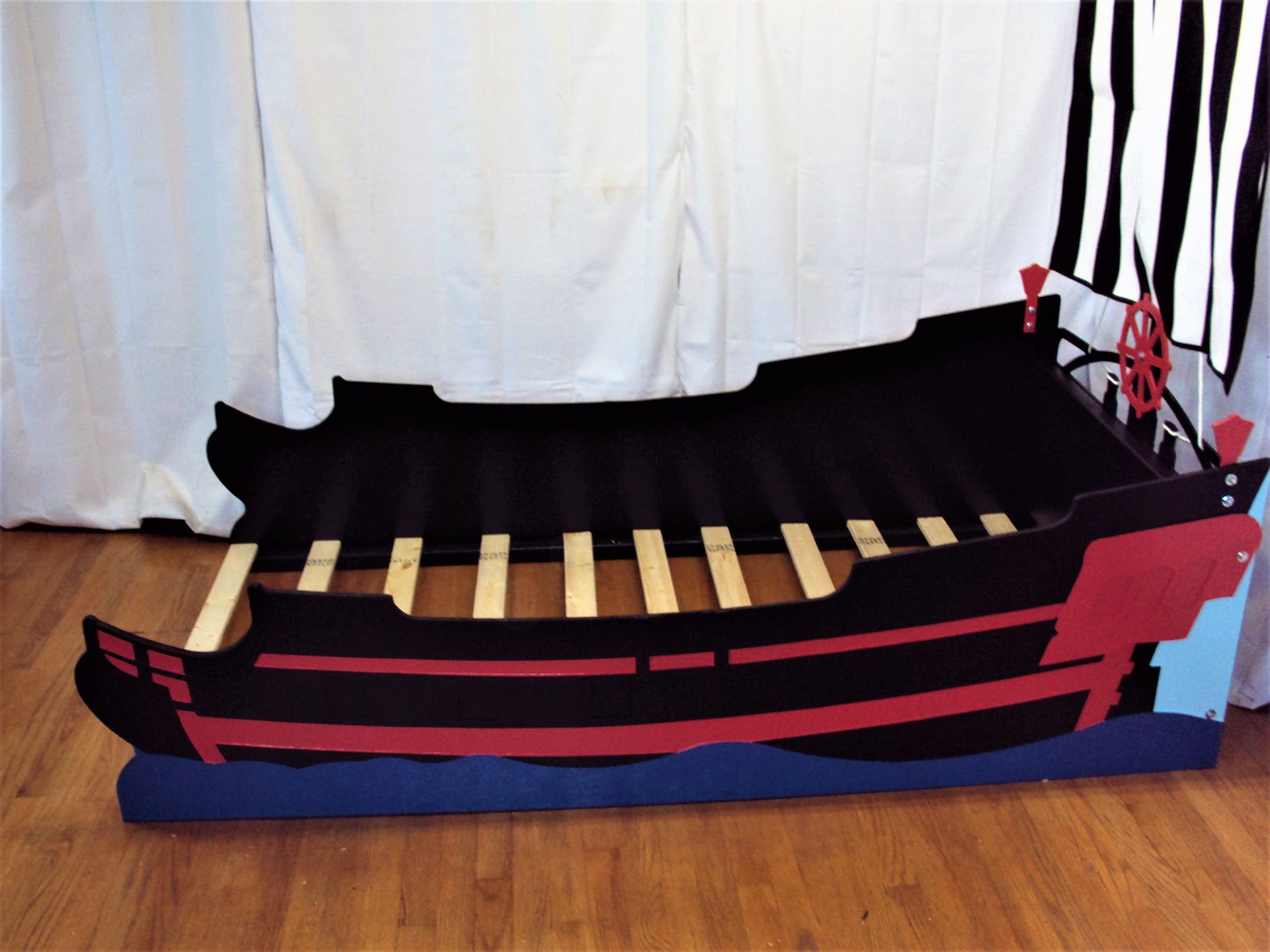 Pirate Ship Twin Kids Bed Frame - Handcrafted - Nautical Themed Children's Bedroom Furniture 3 