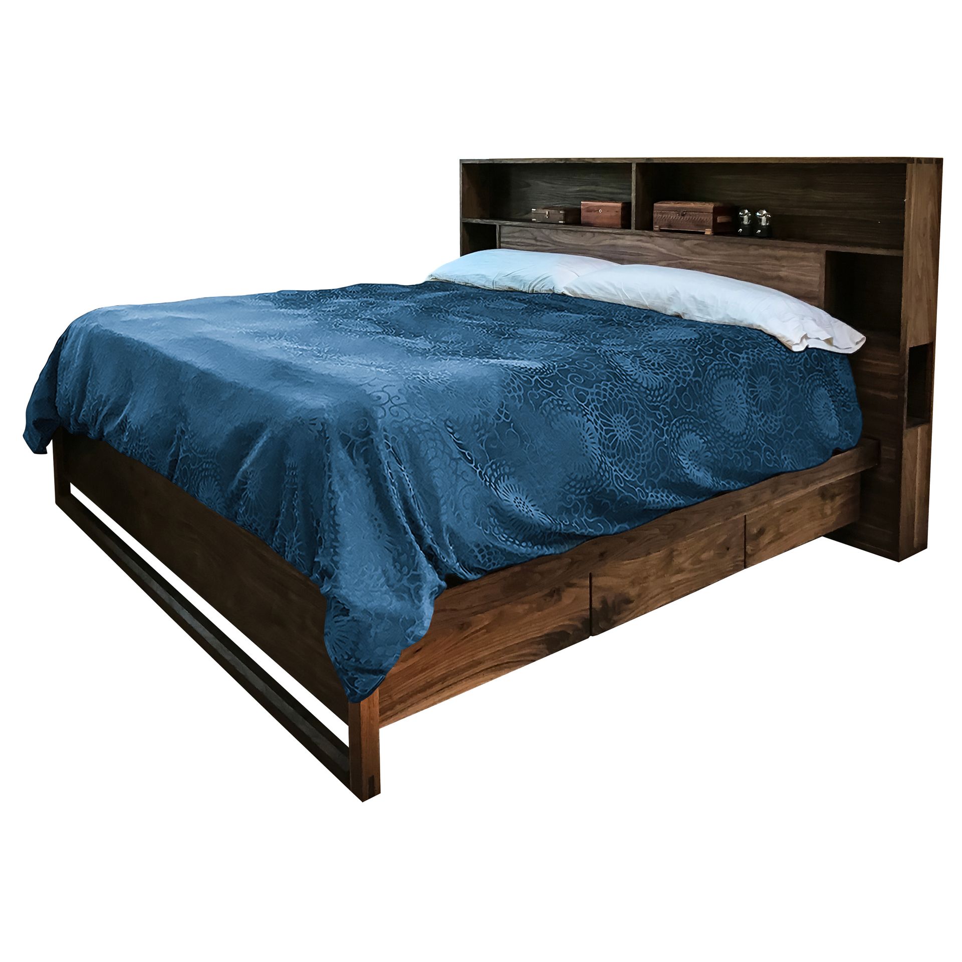 Walnut Platform Storage Bed Eco Friendly And Non Toxic