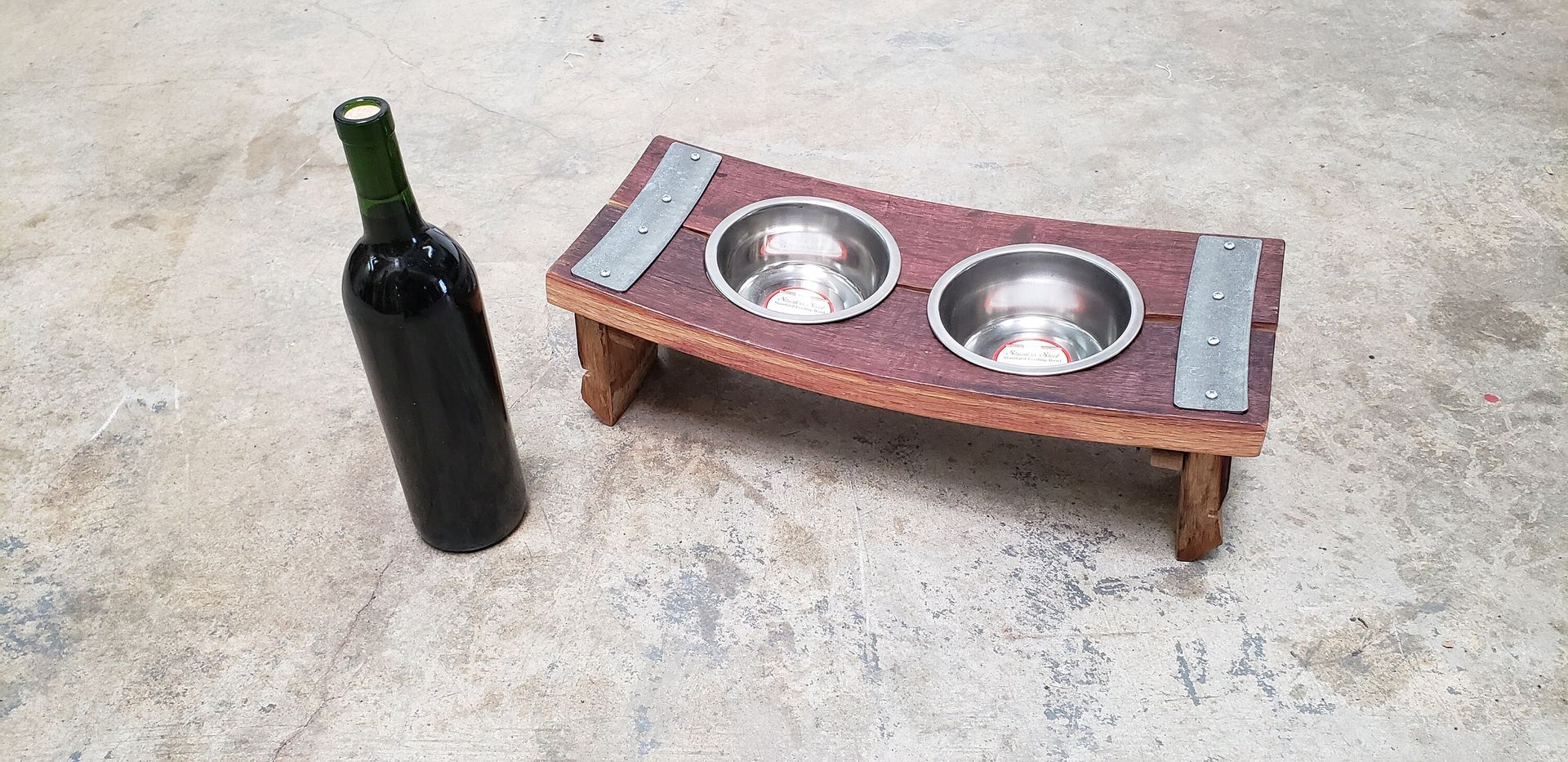 Wine Barrel Elevated Feeding Station - Miya - Retired California Wine Barrel Pet Dish 5 