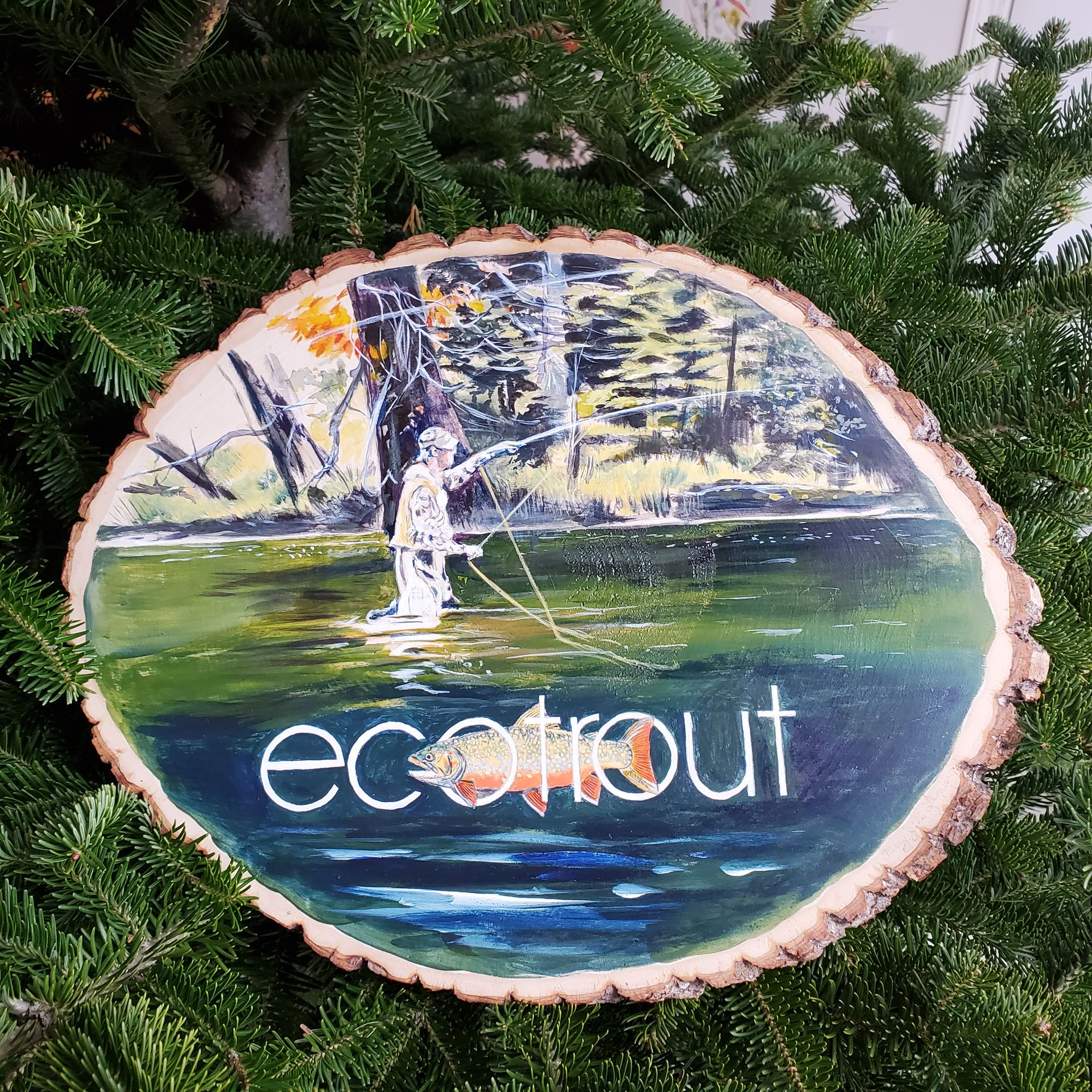 Custom Painting On Rustic Live Edge Basswood Slice For Father's Day! 3