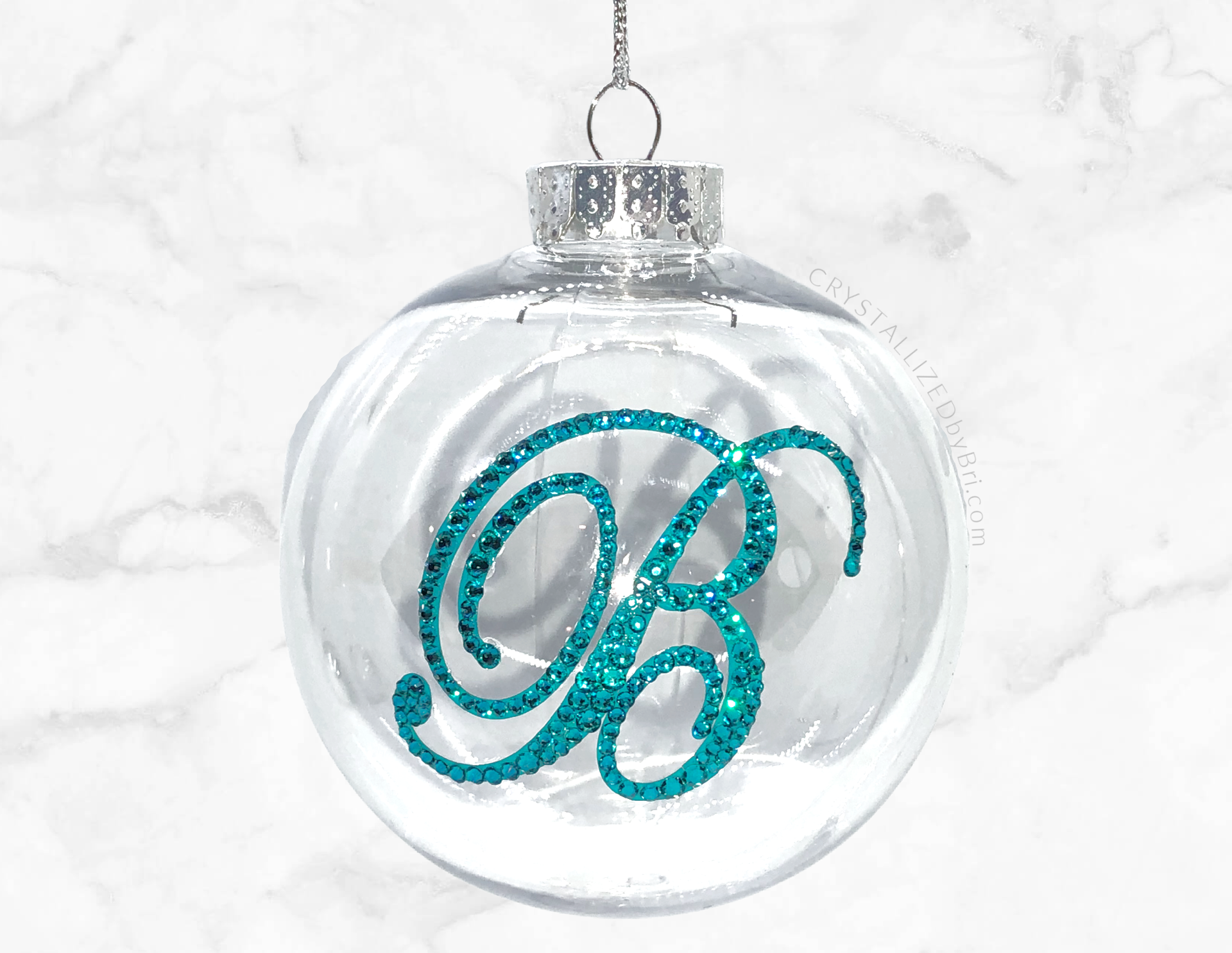Custom Crystallized Initial Christmas Ball Ornament Letter Personalized Bling Bedazzled