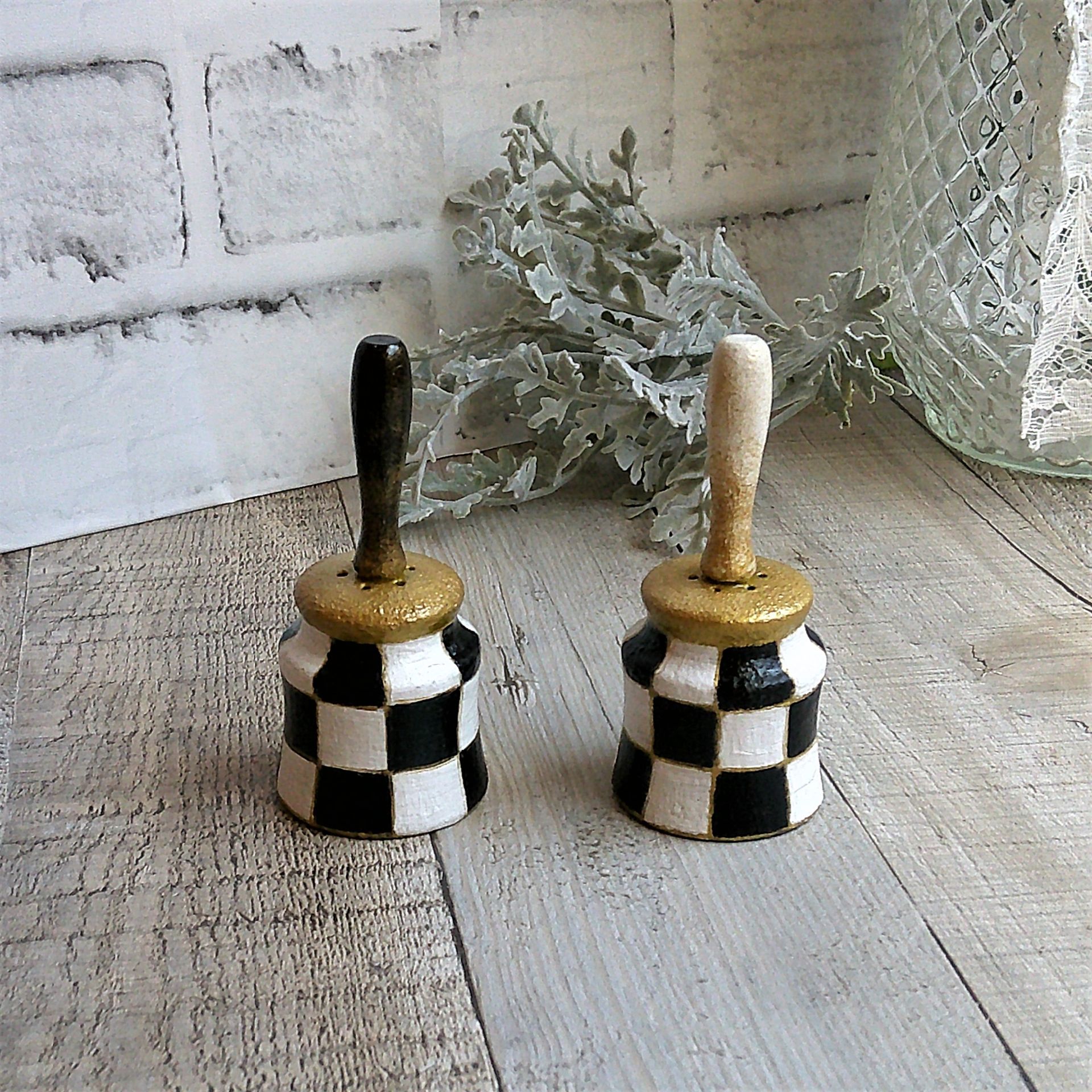 Whimsical Checks Salt And Pepper Shaker Checkered Decor 2 