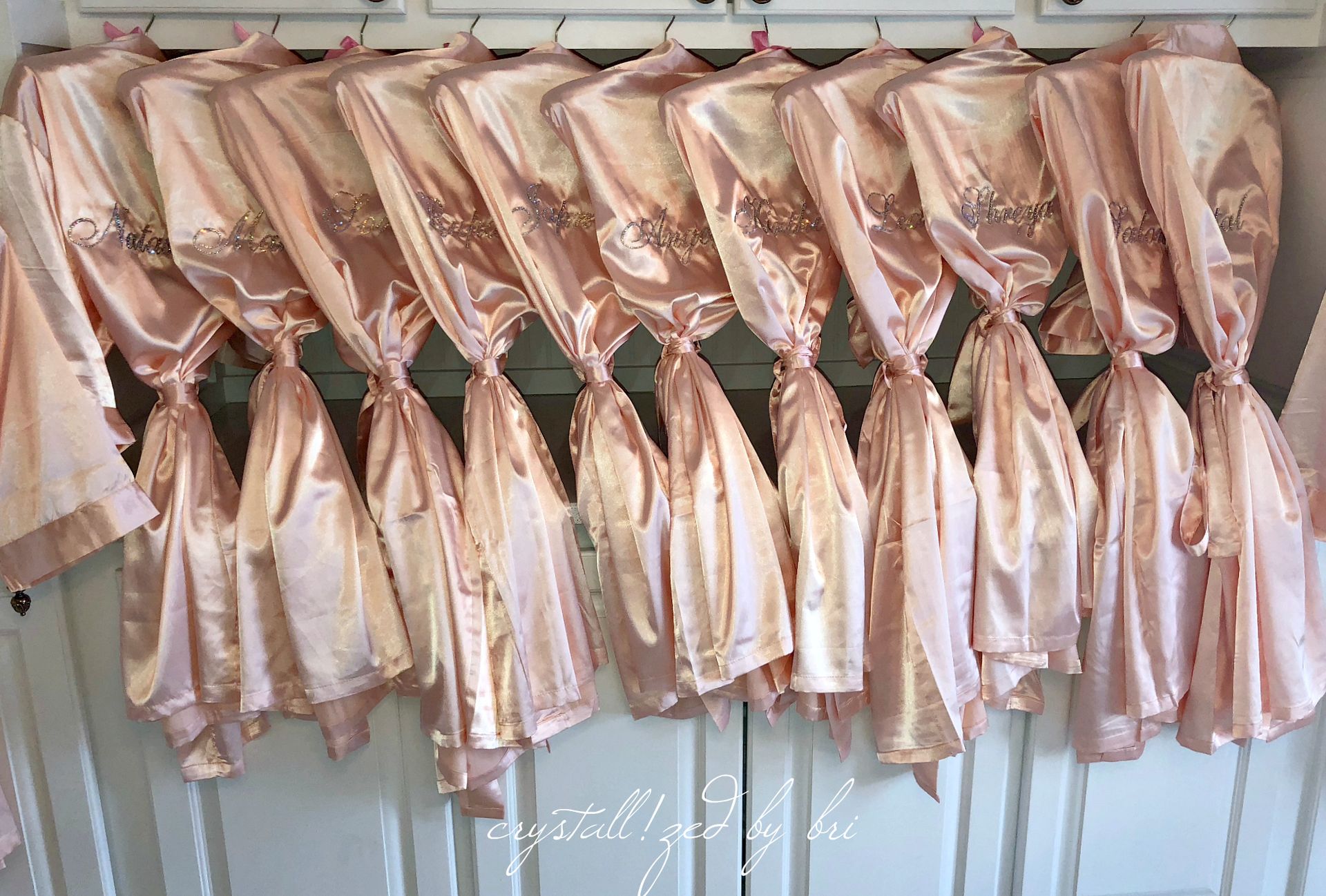 Personalized Bridesmaids Crystallized Satin Robe Kimono Genuine European Crystals Bedazzled 3