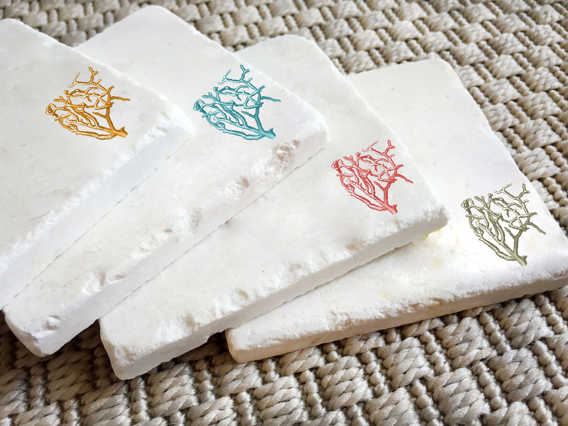 Coral Seaside Stone Coasters (Set Of 4)