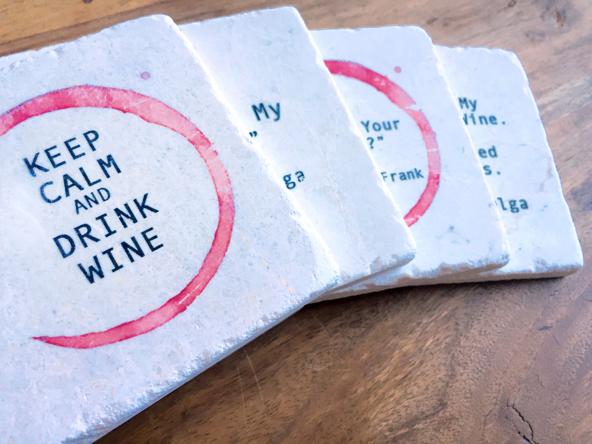 Wine Stain - Custom - Stone Coasters (Set Of 4) 3