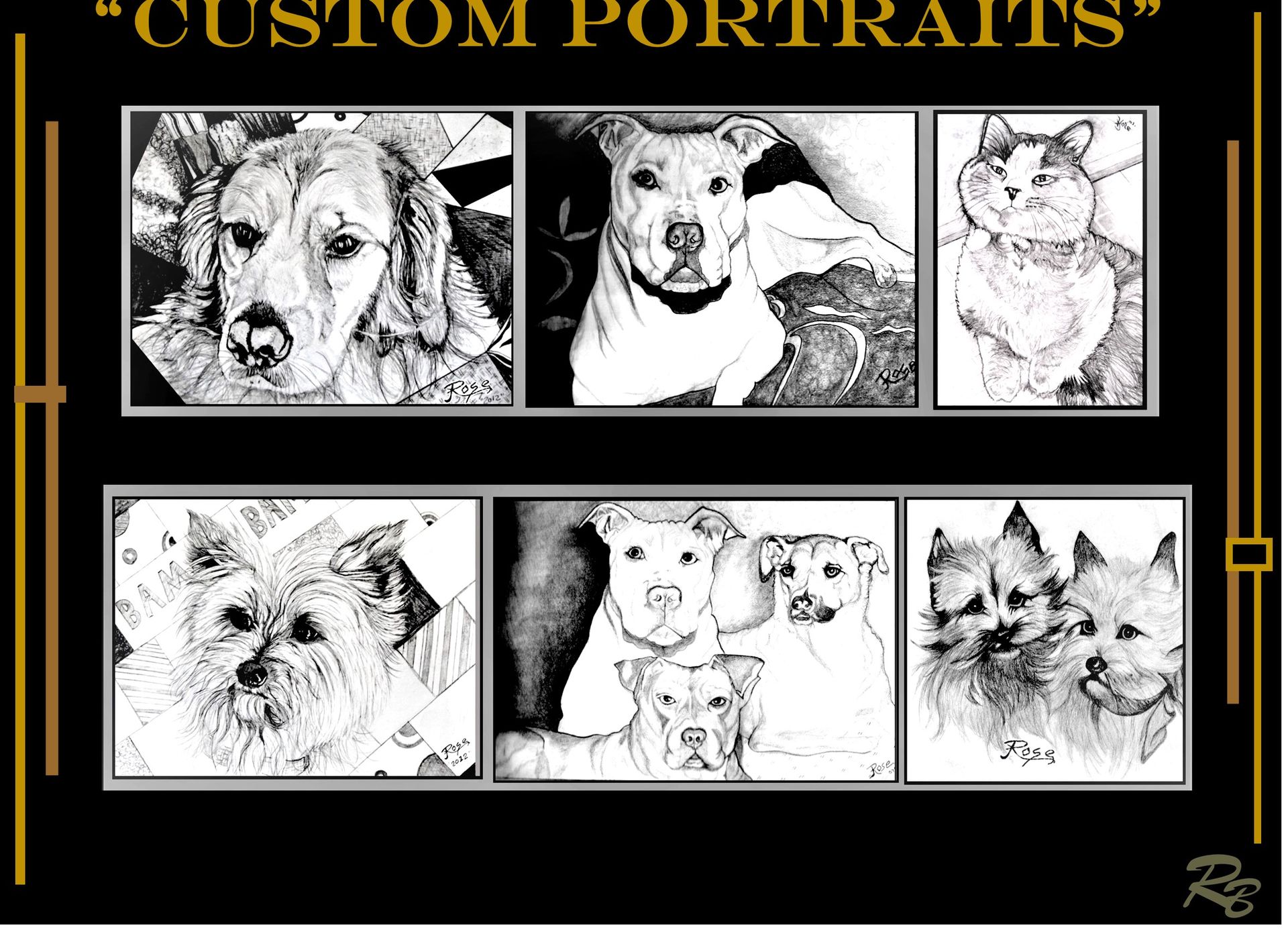 Pet Portriats , Dog Portriats, Custom, Art , Dogs, Pets, Cats