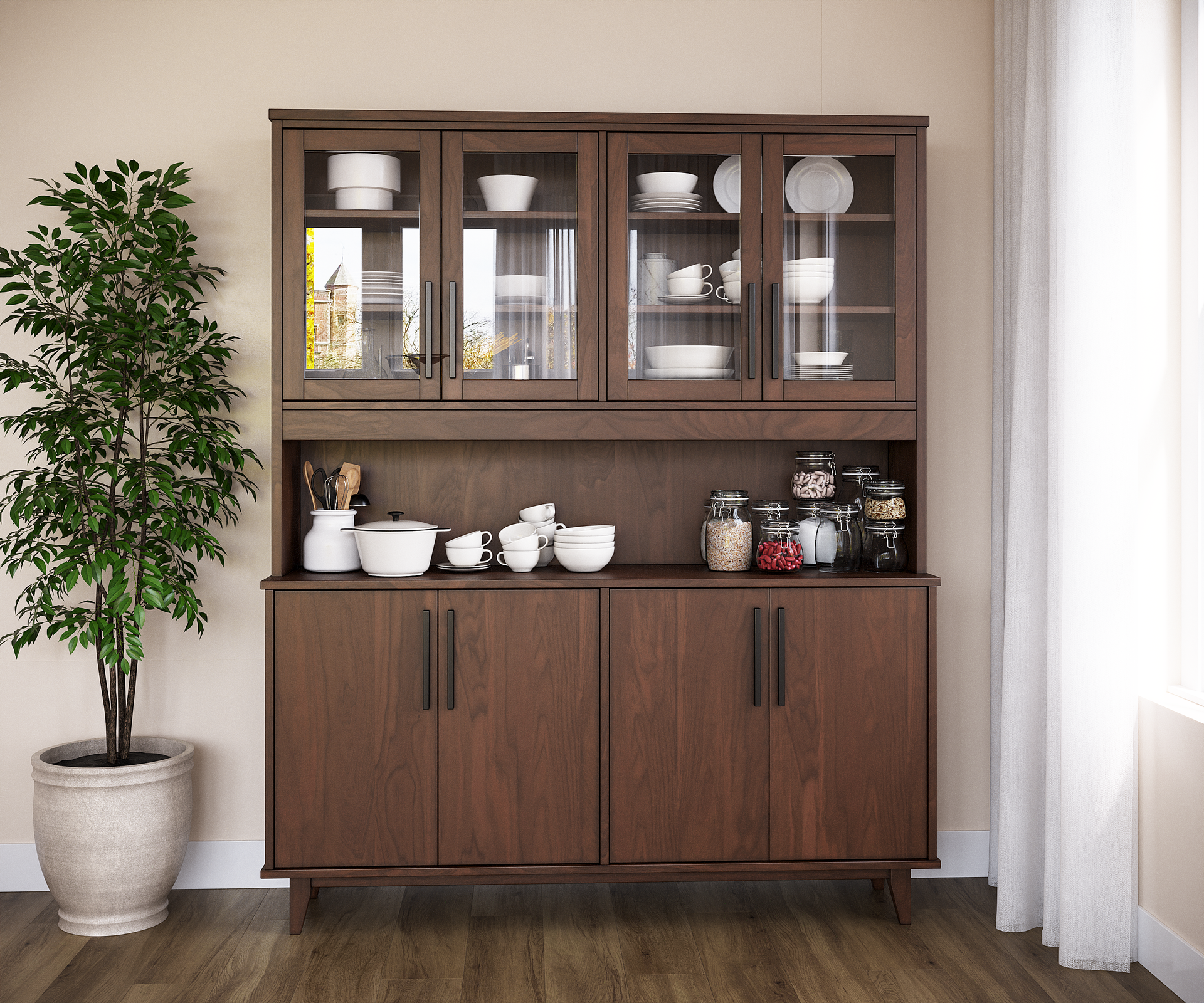 Wooden Country Buffet And Hutch 1 