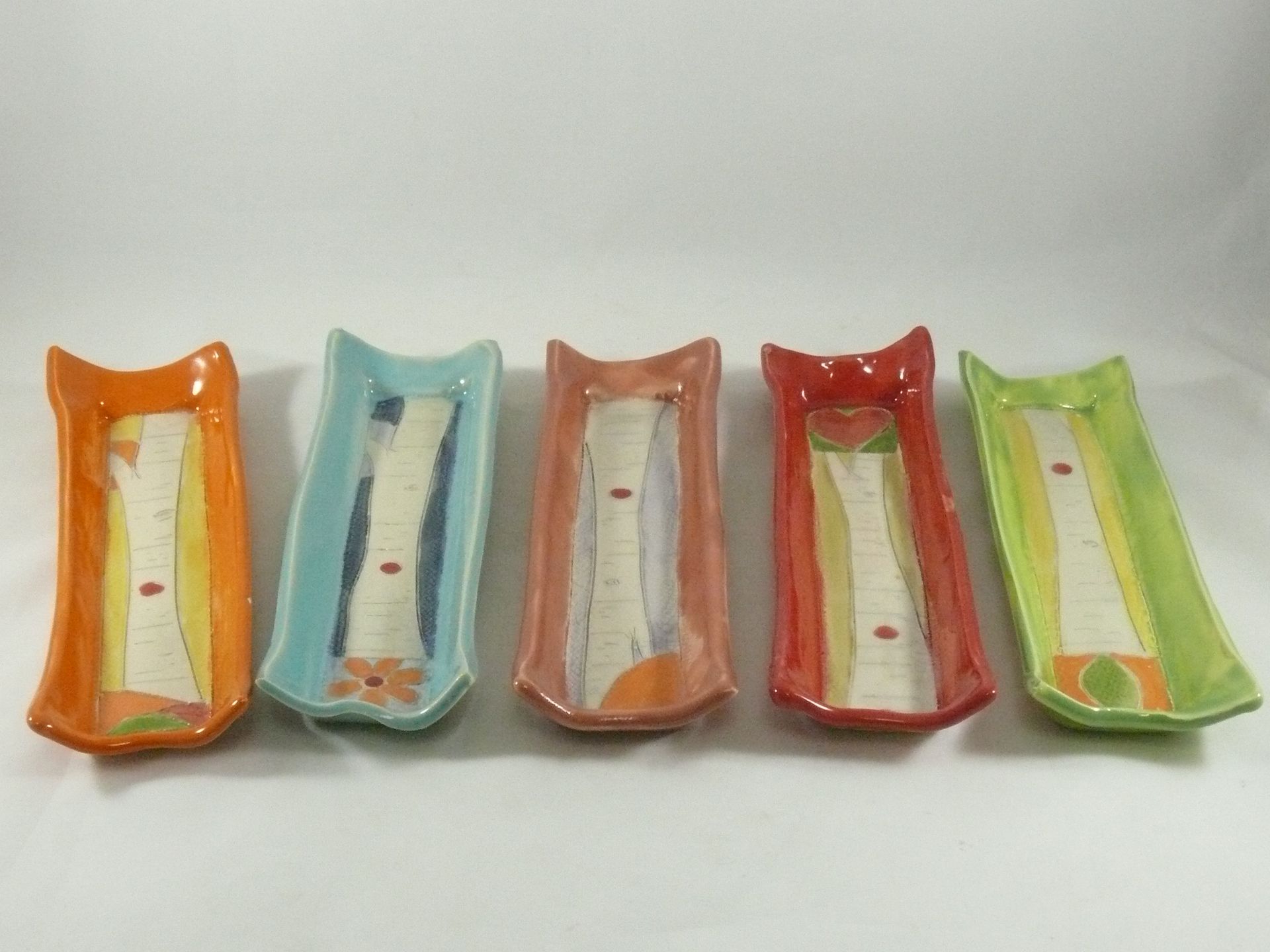 Set Of Four: Ceramic Square Serving Tray - Appetizer Or Bread Plate 3 