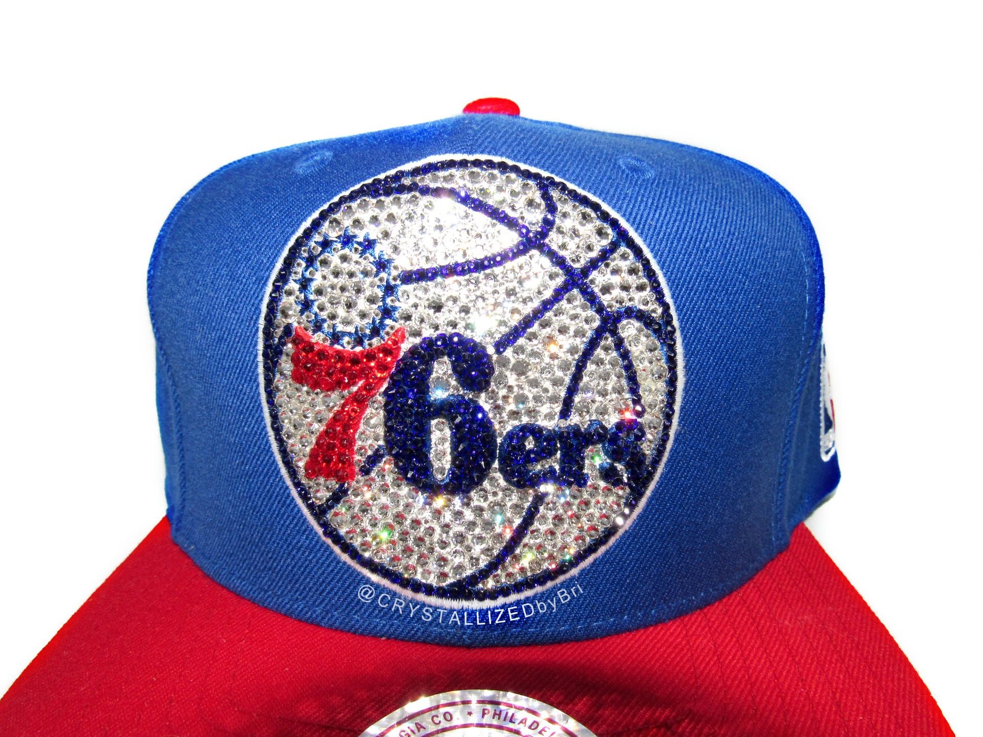 Philadelphia 76ers Sixers Nba Crystallized Snapback Baseball Cap Genuine European Crystals Bedazzled 2 