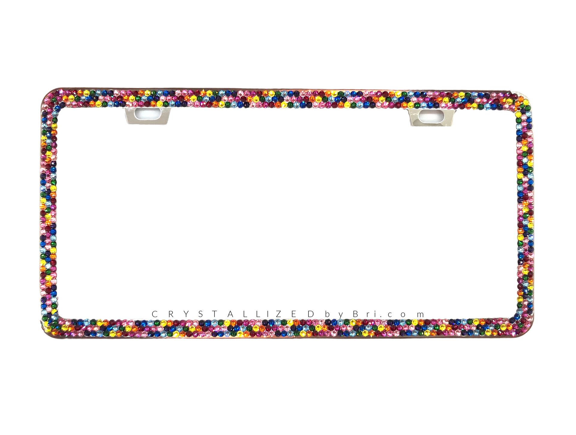 Rainbow Crystal Bling License Plate Frame Bedazzled Crystallized Vanity Car Pride Lgbt European 3