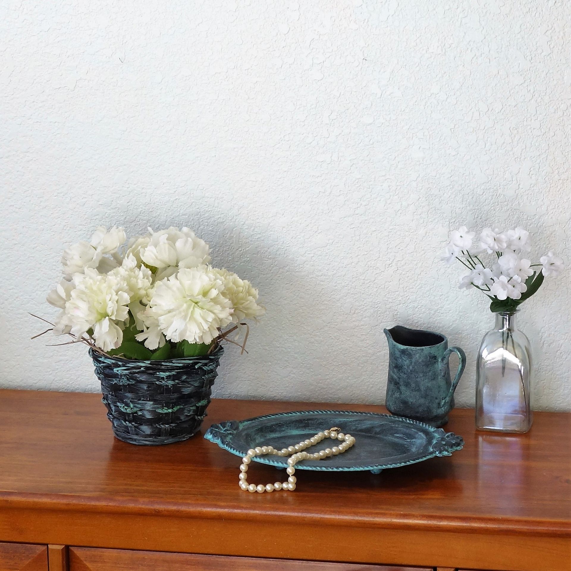 Custom Black And Teal Decorative Pitcher And Tray Home Decor 6 