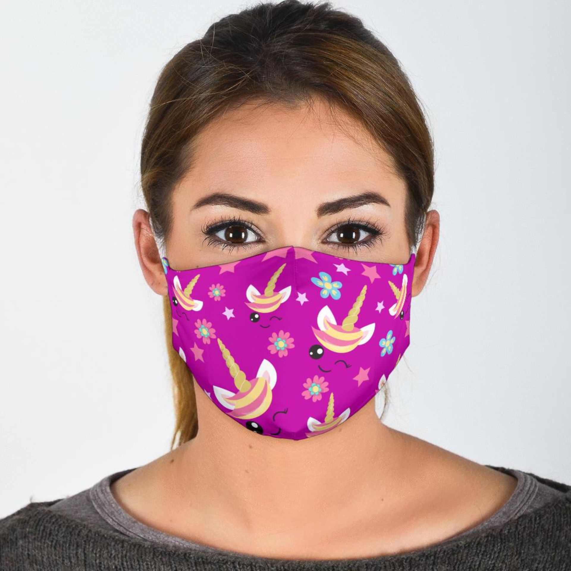 Adult Or Child Sized Unicorn Face Mask Reuseable Washable Adjustable Face Mask With 2 Free Filters