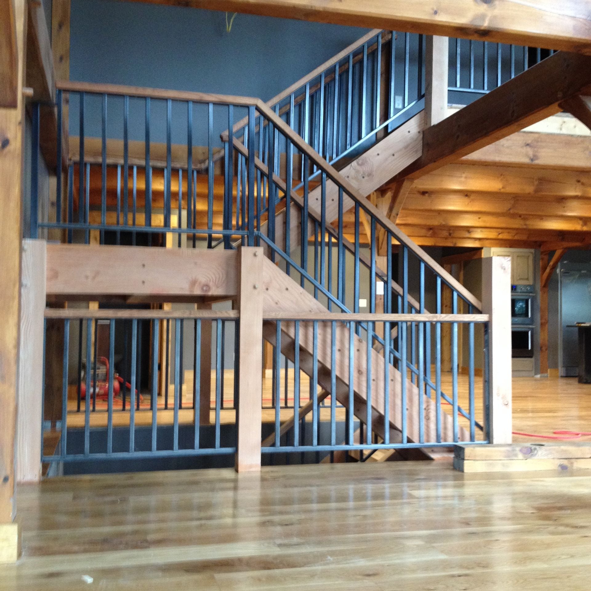 Vertical Bar Railing With Oak Top Rails 3 