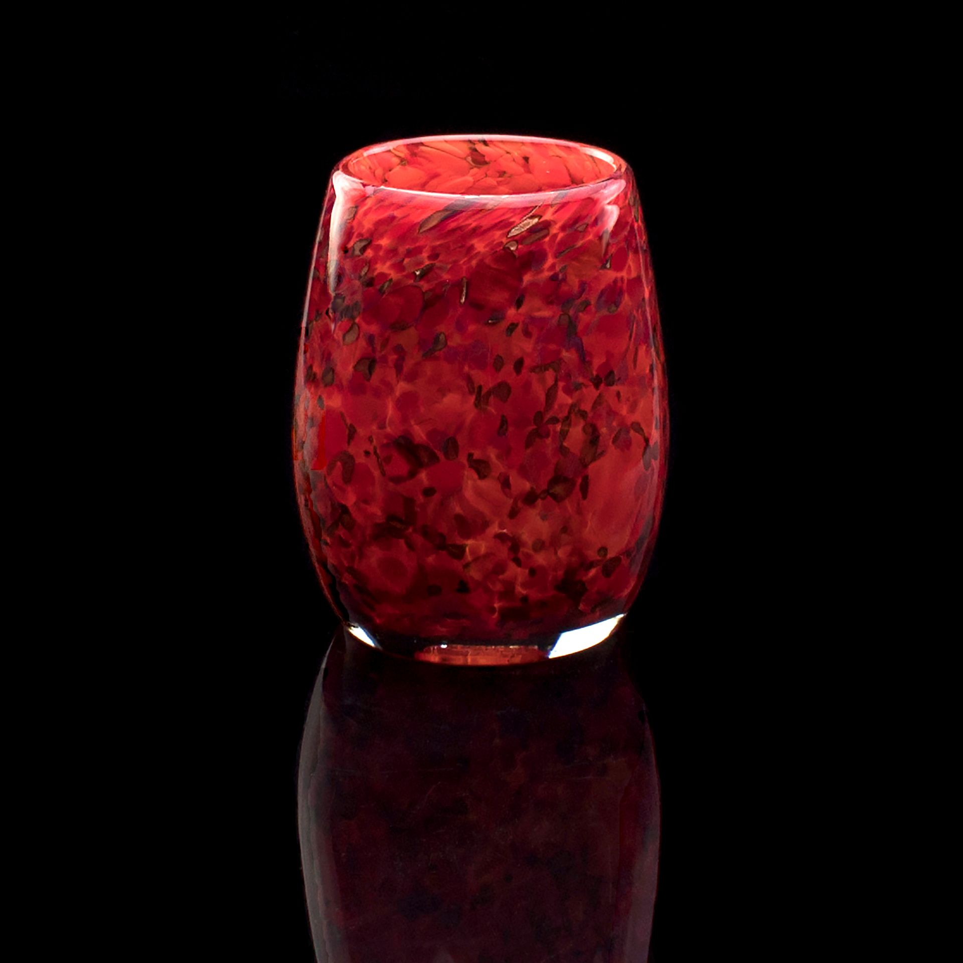 Votive Candle Holder. Hand Blown Art Glass In Red. 4 