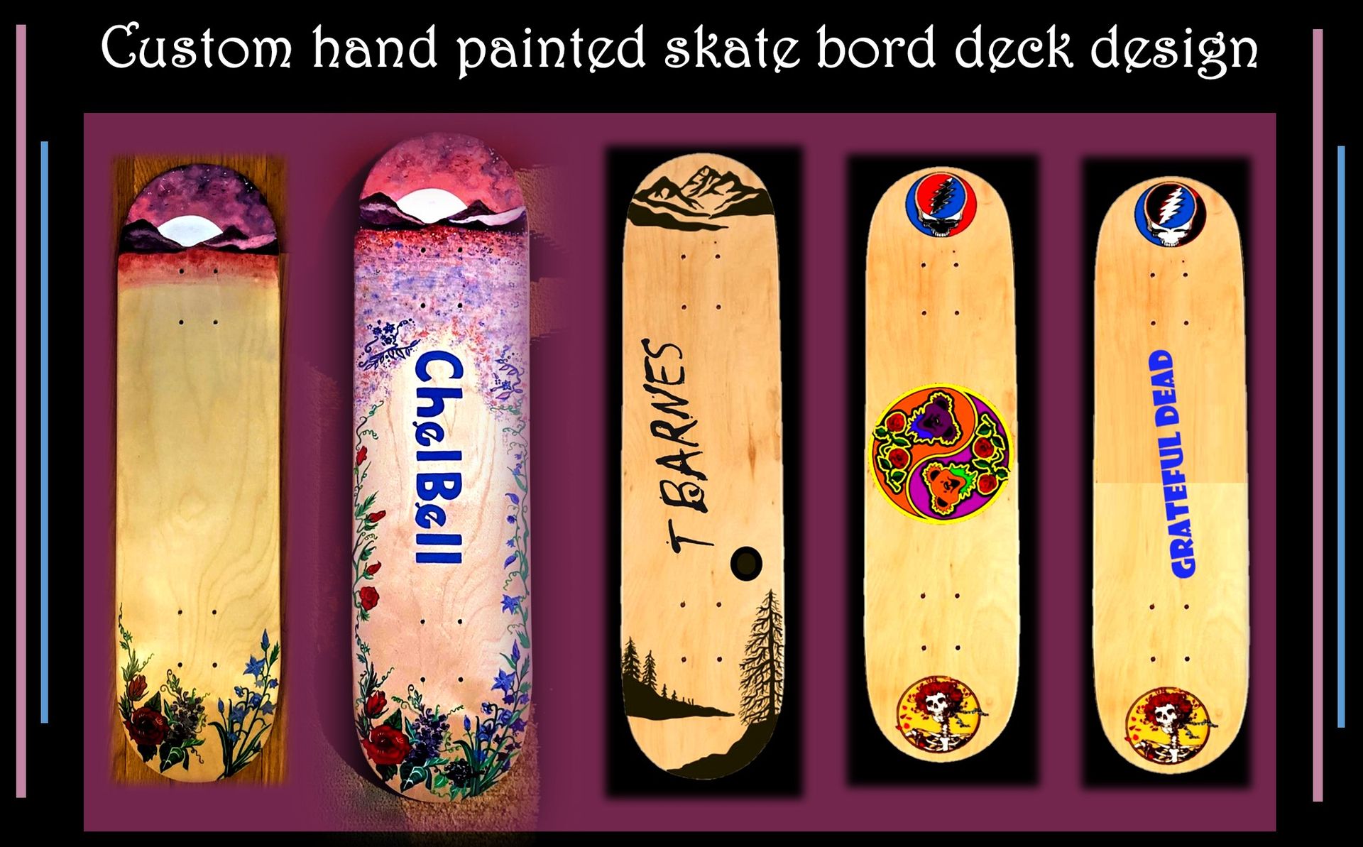 Painted, Skate Board, Custom, Designed, Hand Painted