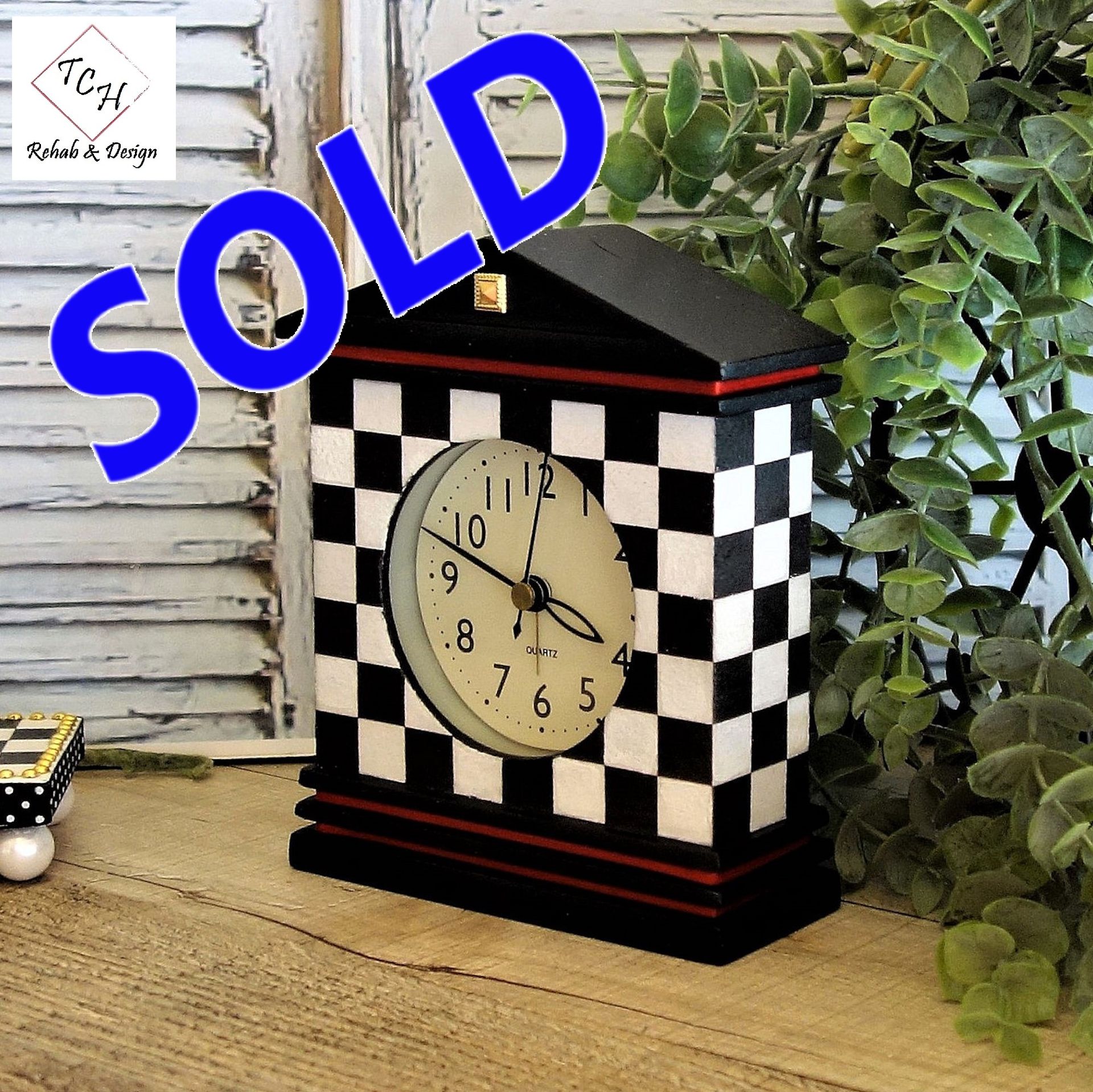 Whimsical Checks Vintage Clock